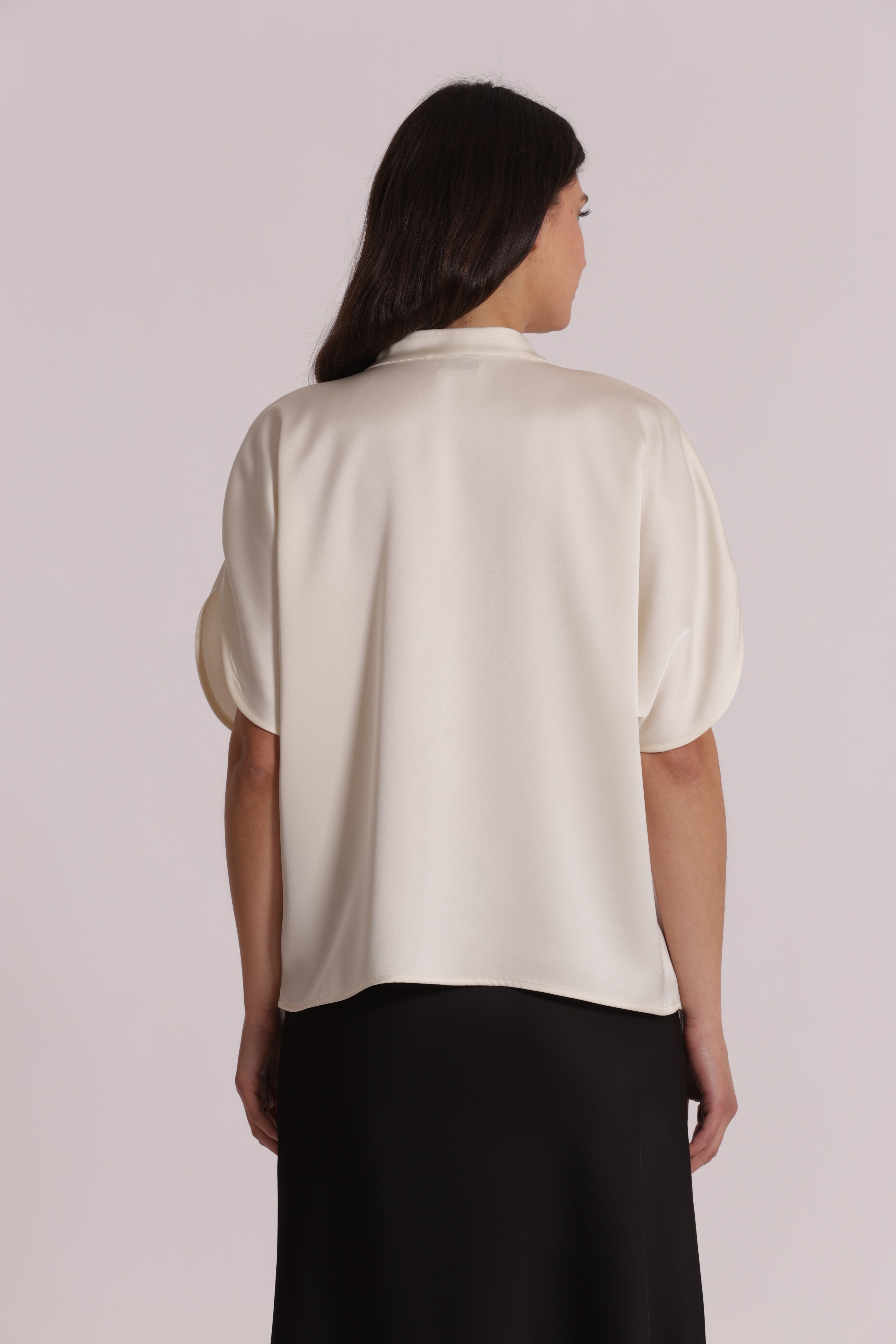 Mimi Mua Blusa Mezze Maniche Tulipano Nero S leggera