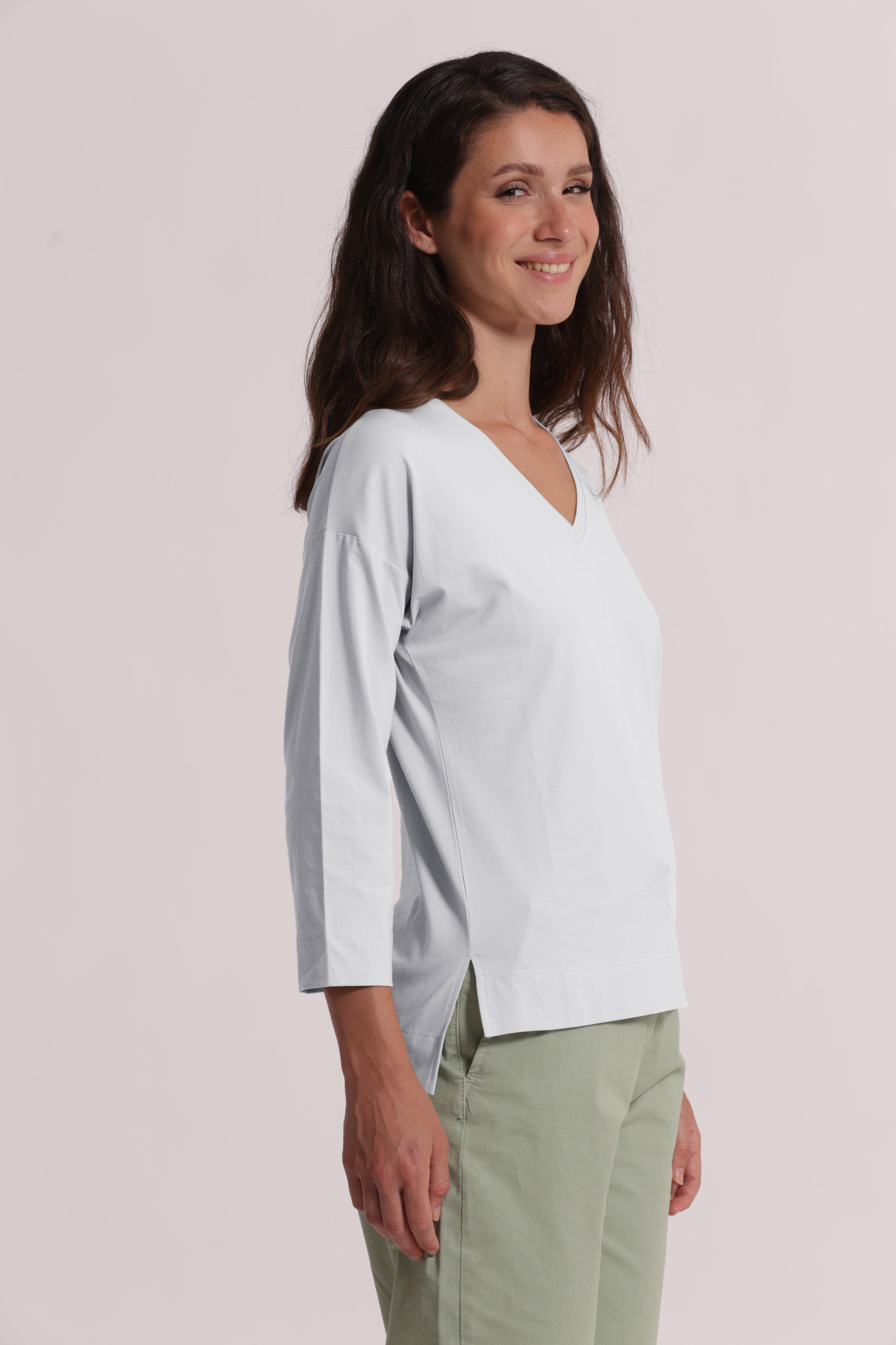 Mimi Mua Basic Ricamo Gatto T-Shirt Maniche Lunghe Cotone