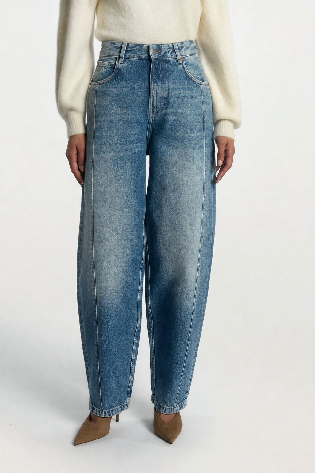 Aaiko Daley jeans blu barrel vita alta