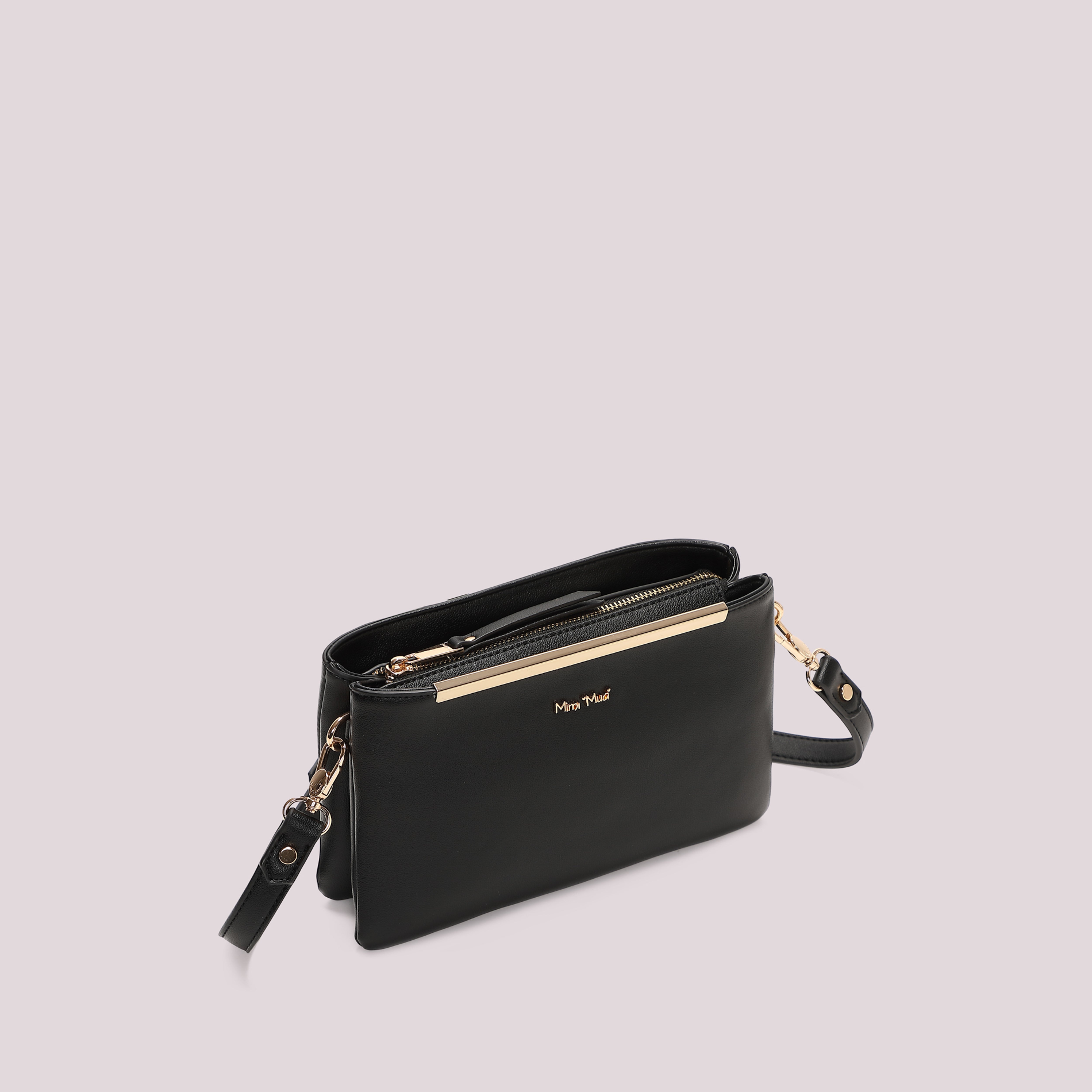 Mimi Mua Dettaglio Dorato Tracolla Nera 25 cm
