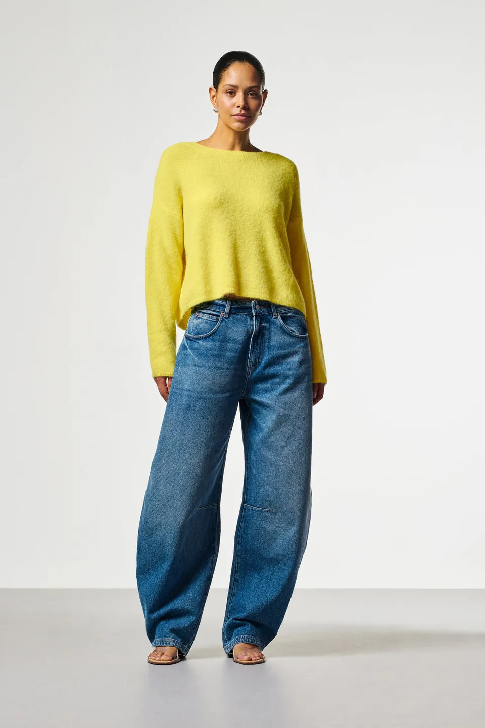 Aaiko Sacha jeans barrel blu denim vita alta