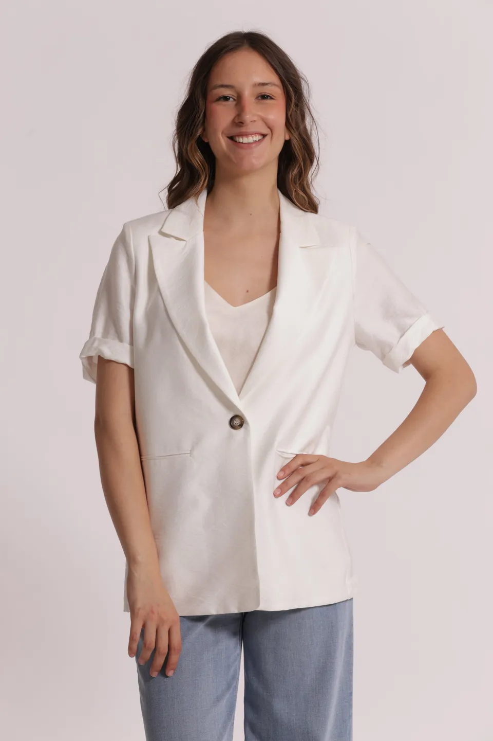 Mimi Mua Basic giacca maniche corte bianco viscosa