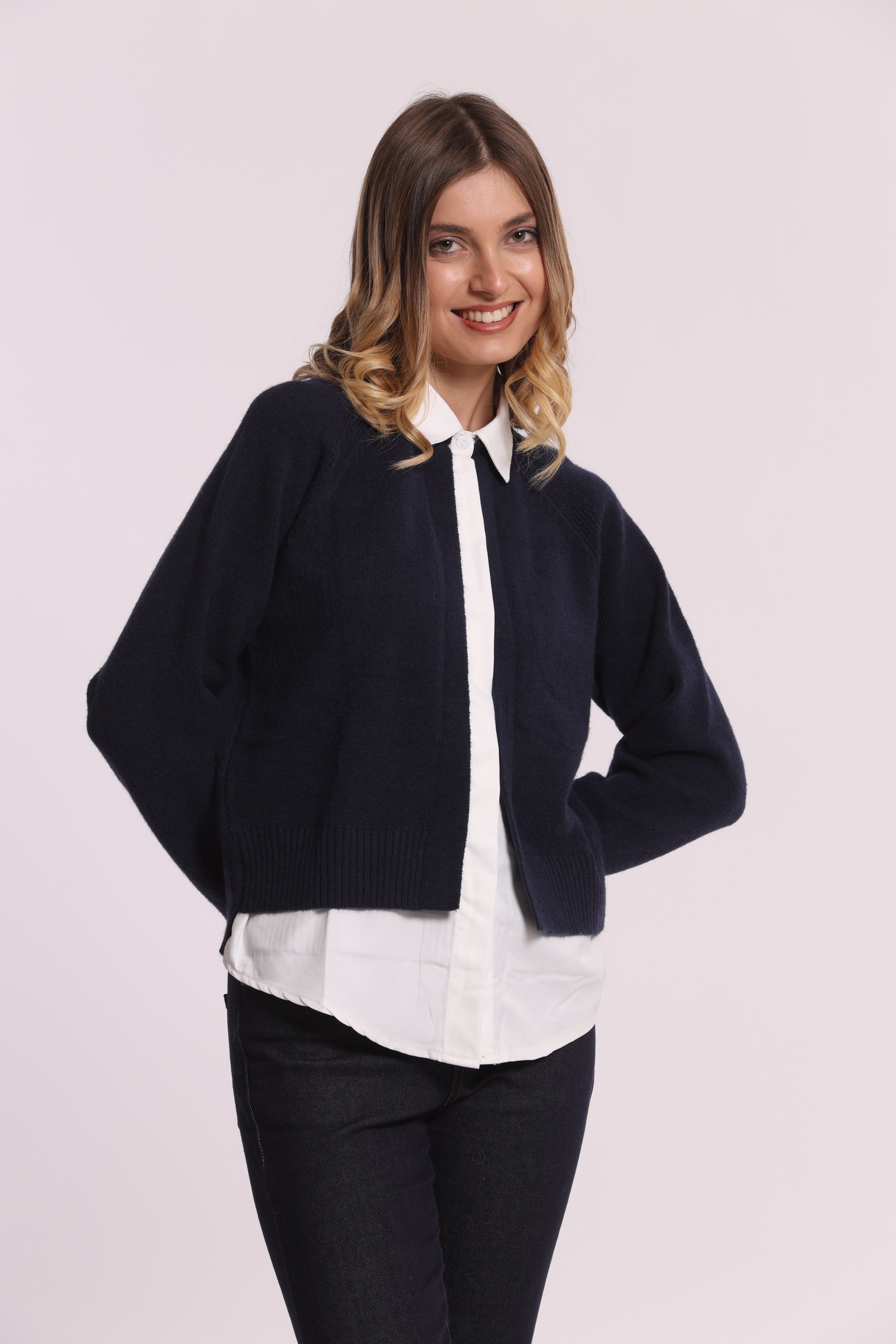 Mimi Mua Finta Camicia maglia nera lana
