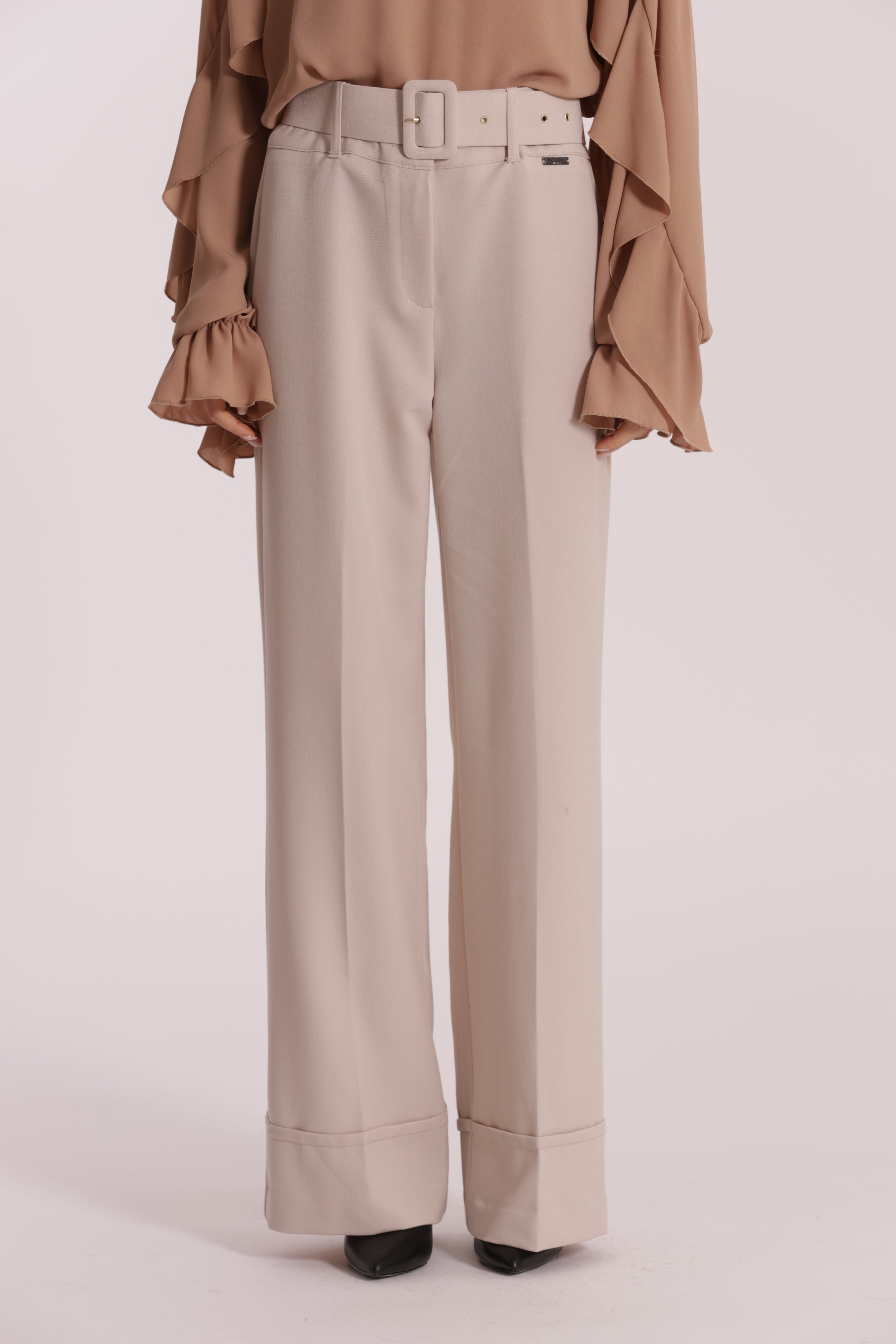 Mimi Mua Cropped pantalone nero con cintura