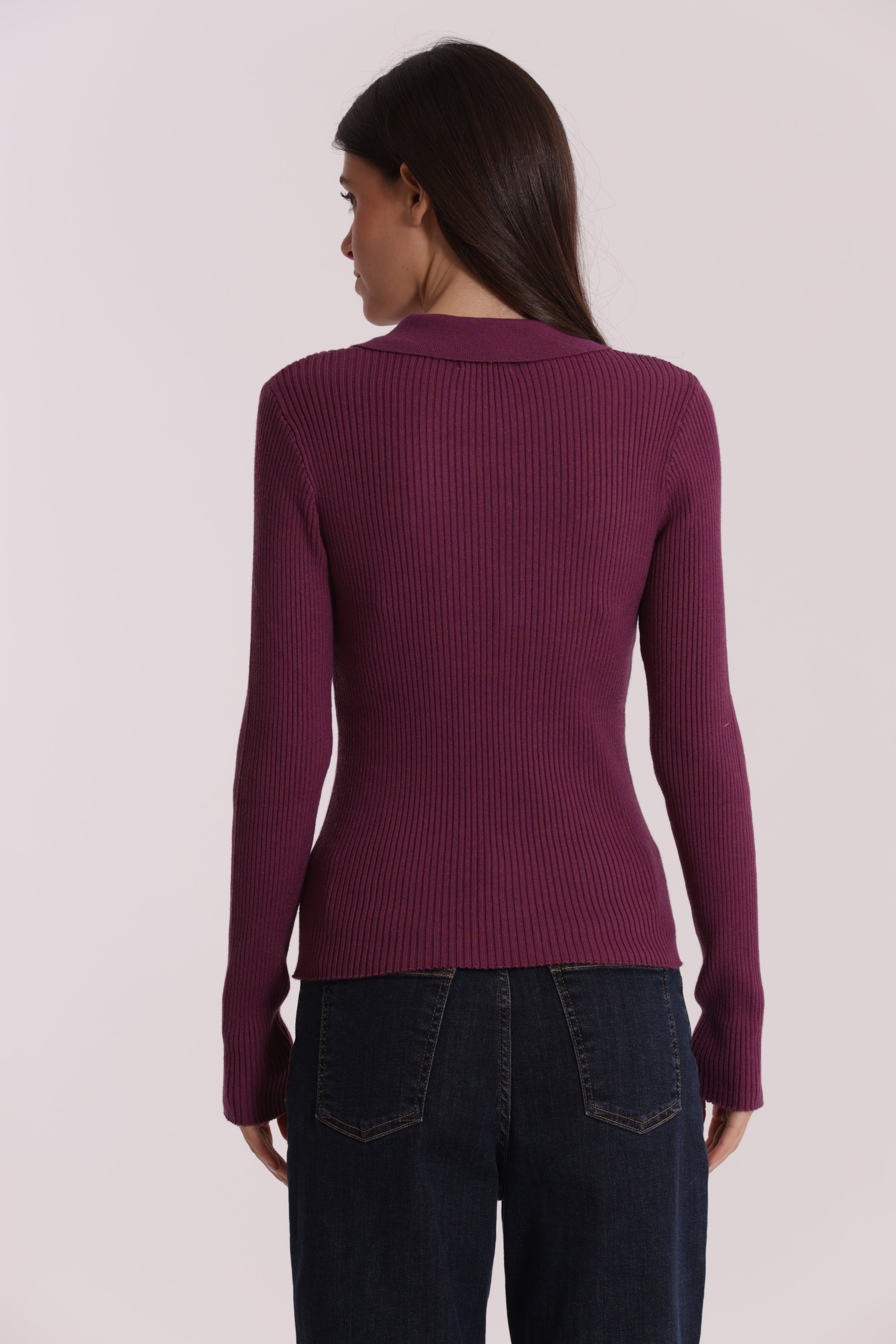 Mimi Mua Polo Cut Out maglia nera viscosa