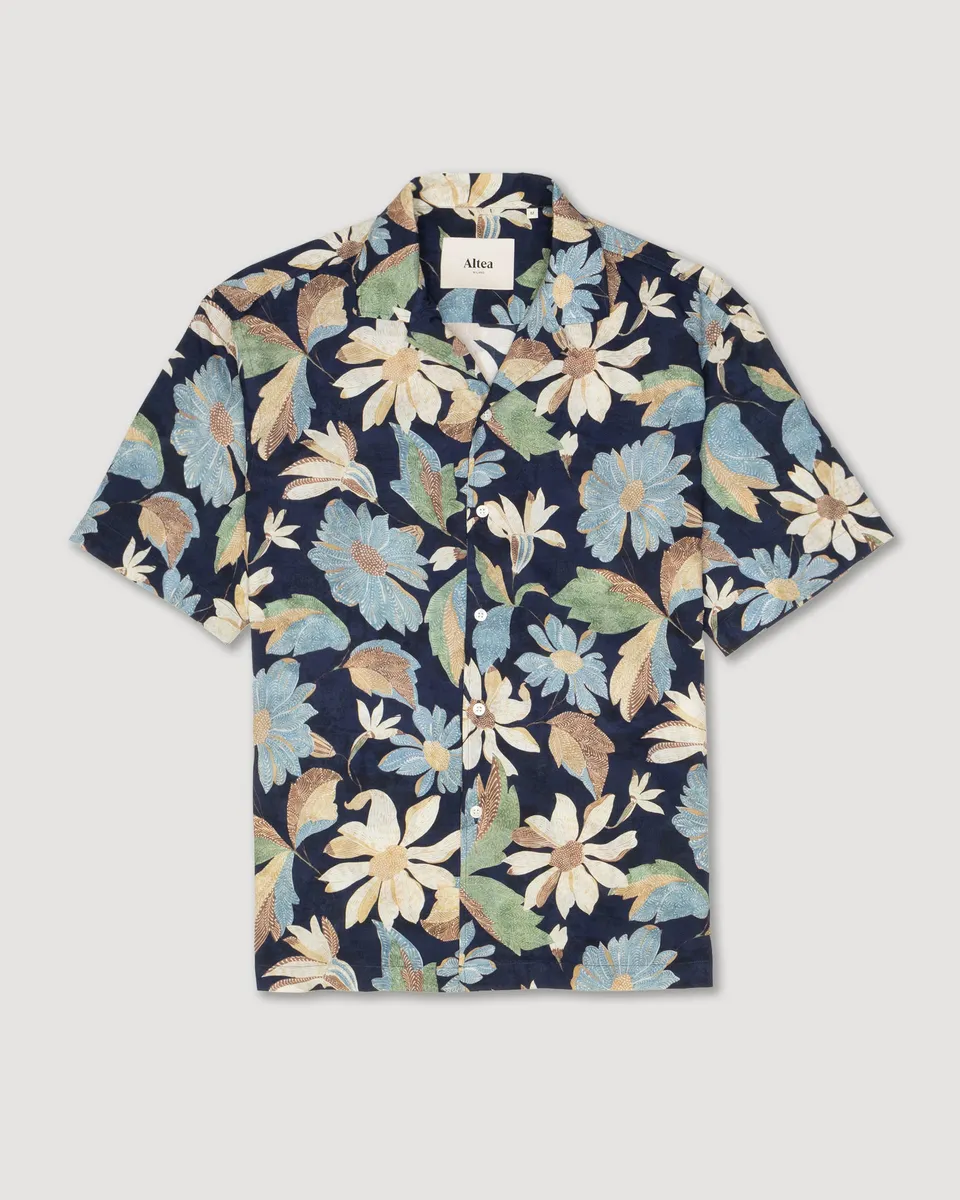 Altea Bart camicia mussola over blu navy