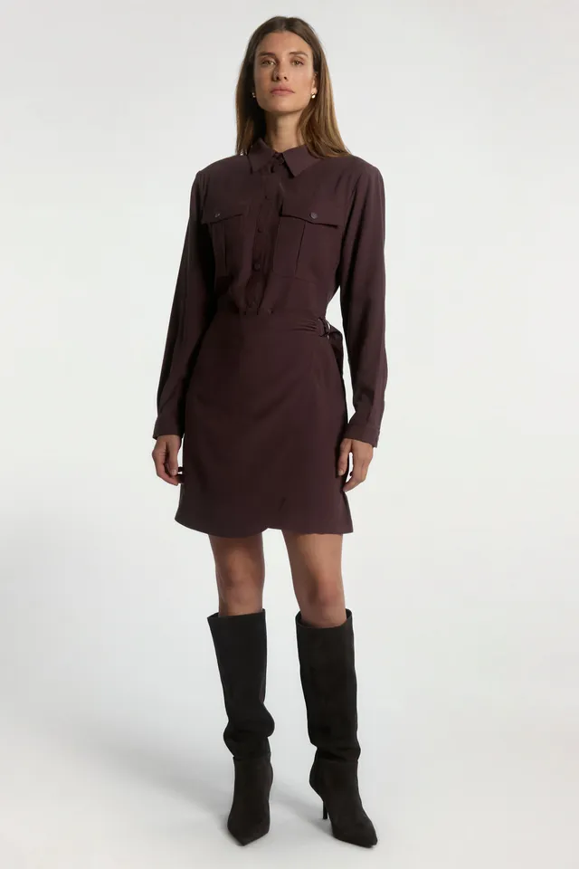 Aaiko Yven abito bordeaux collo camicia