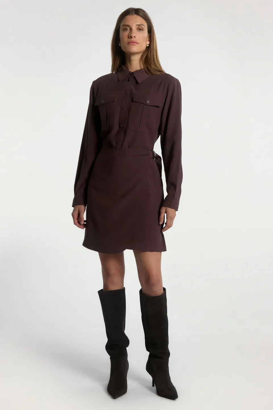 Aaiko Yven abito bordeaux collo camicia