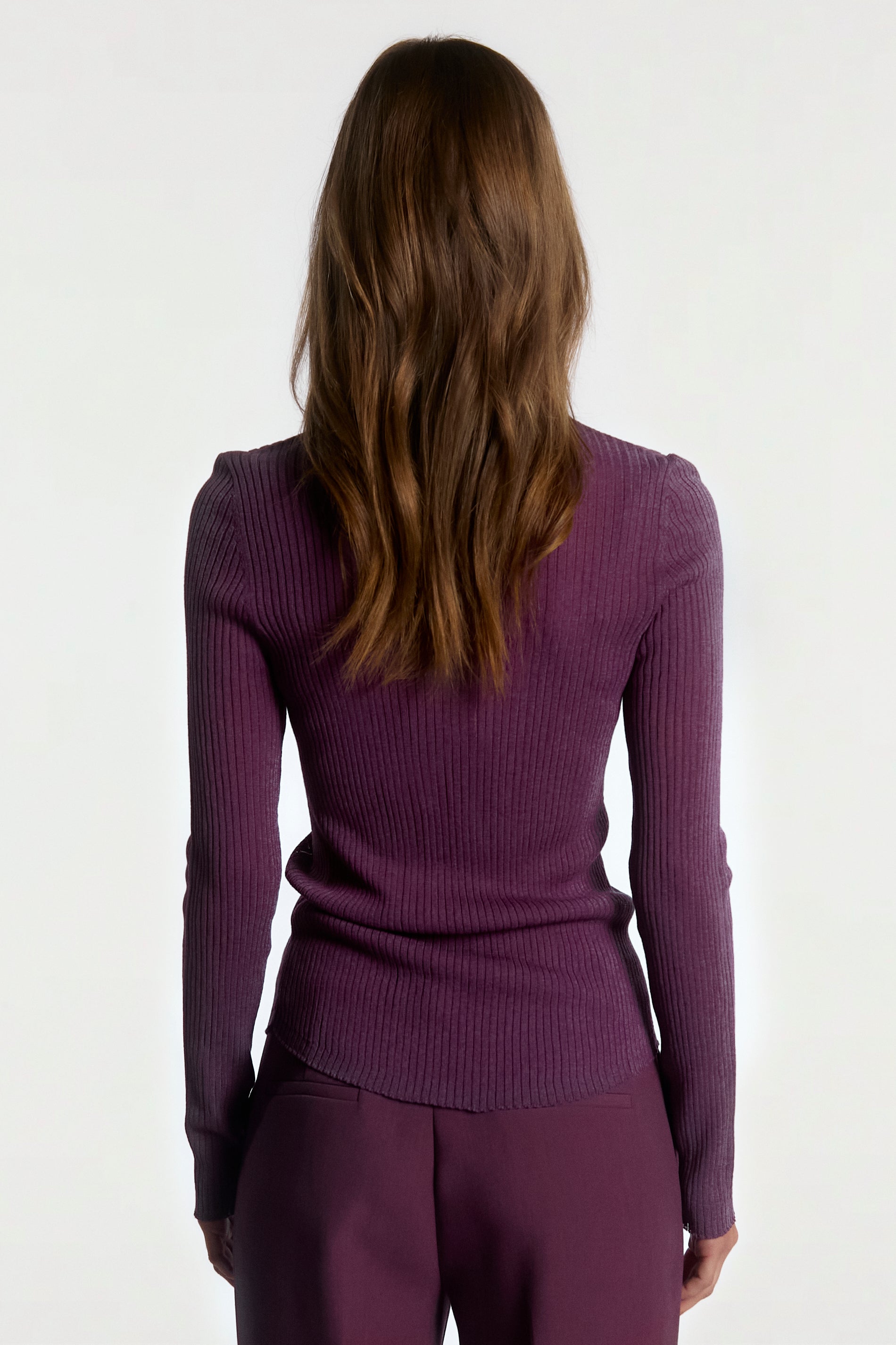 Aaiko Polly maglia viola scollo V bottoni