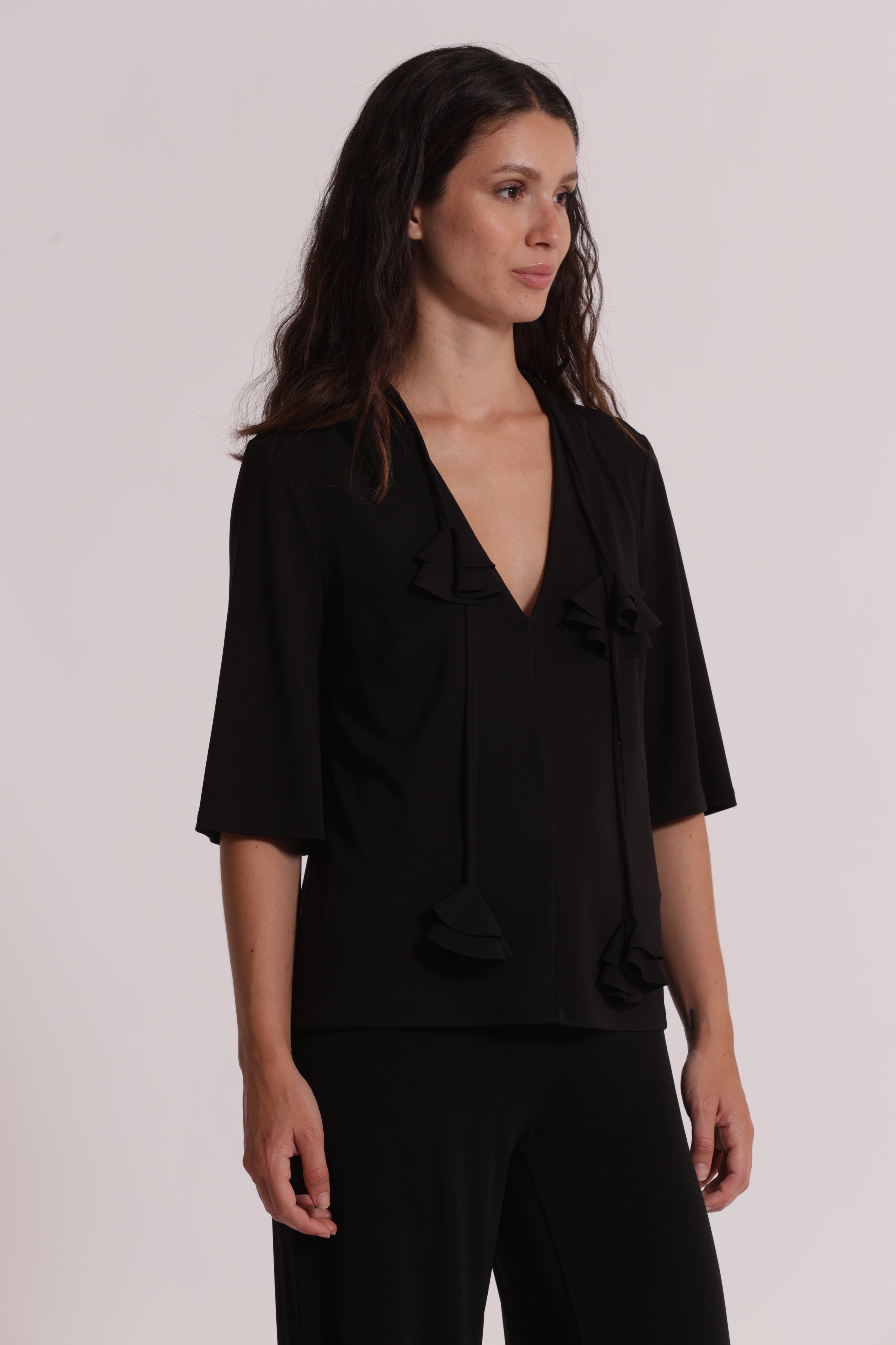 Mimi Mua blusa scollo V floreale nero poliestere