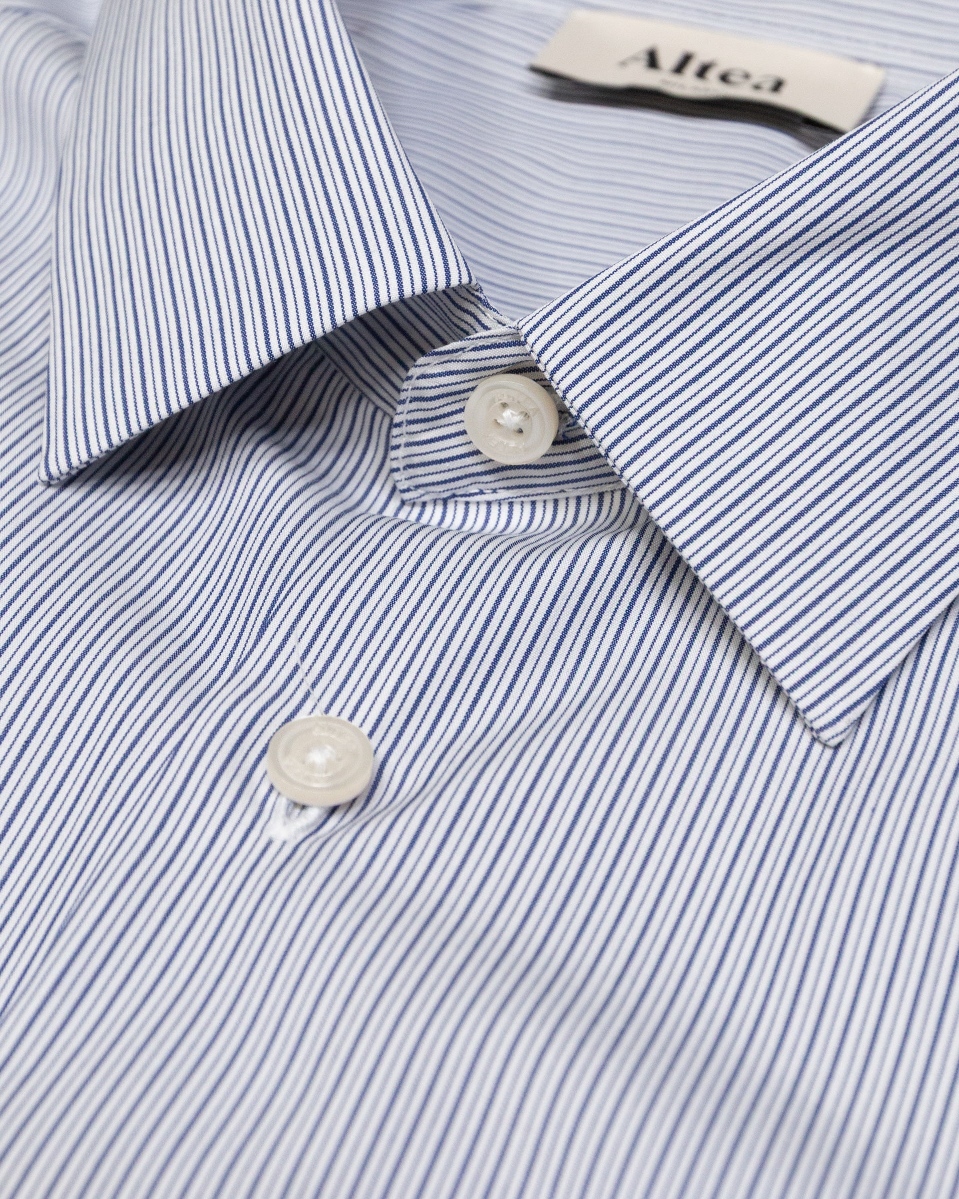 Altea Scott camicia popeline rigato bianco navy