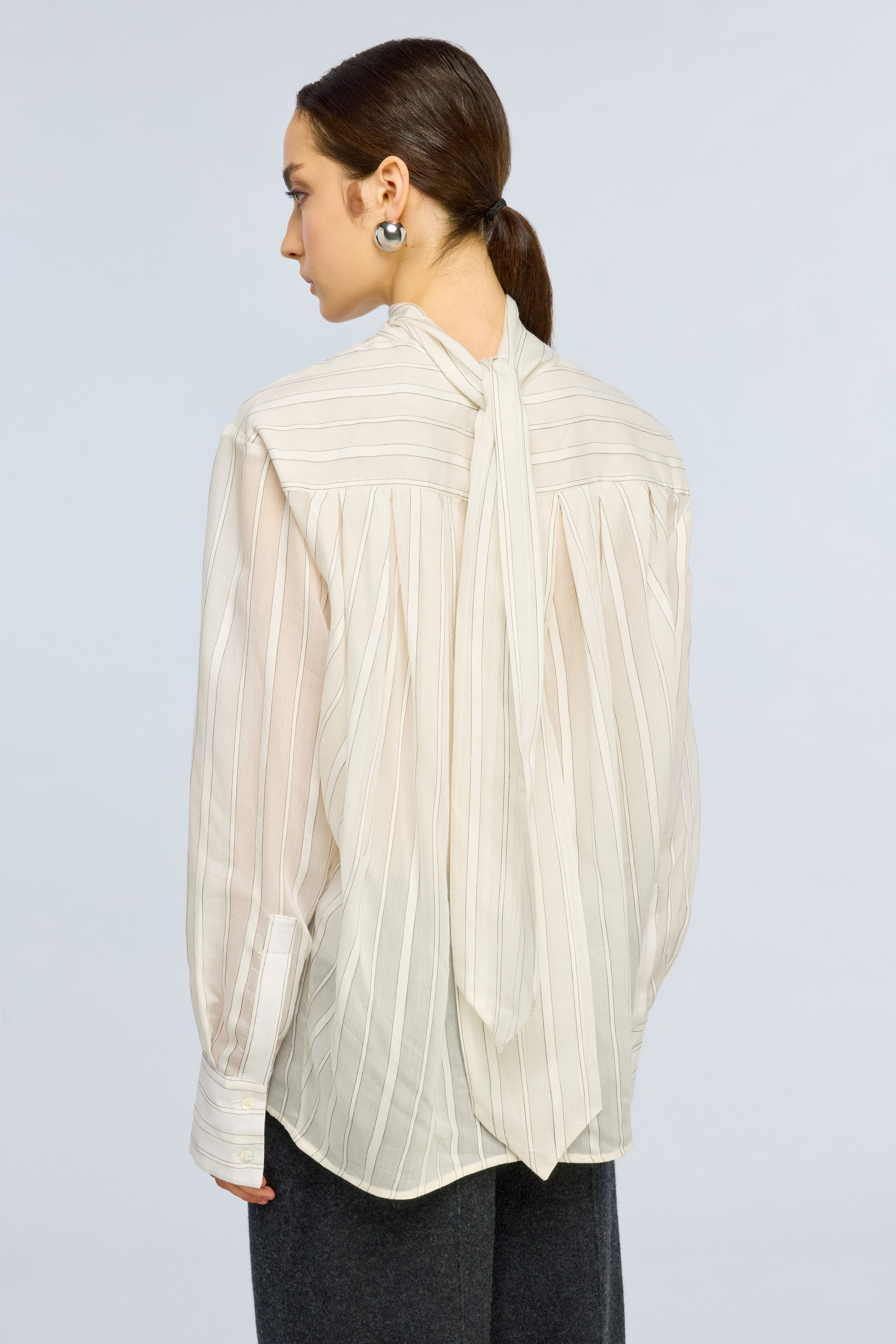 Semicouture Fanny camicia rigata burro moka viscosa