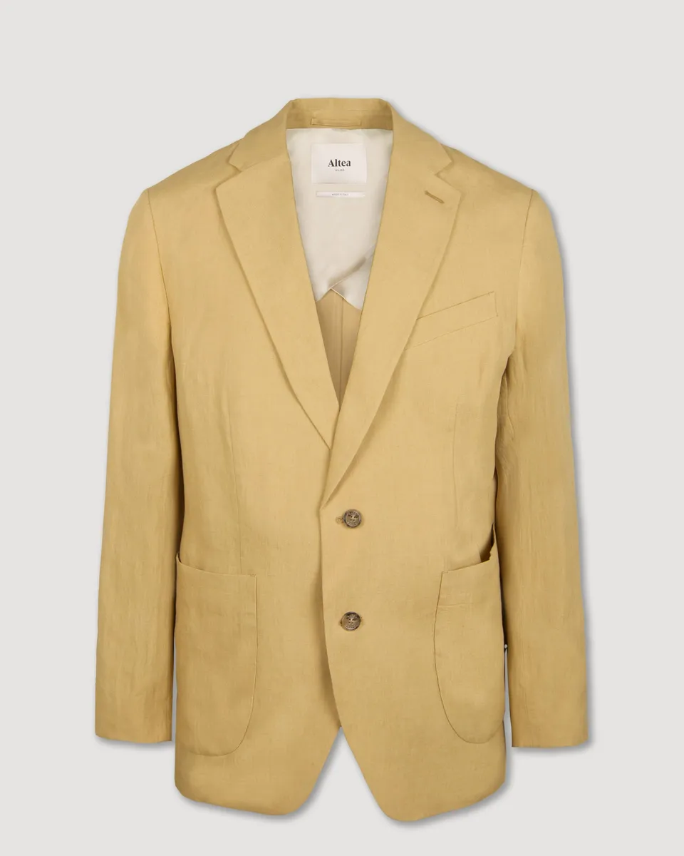Altea Aston blazer lino beige foderato tasche toppa