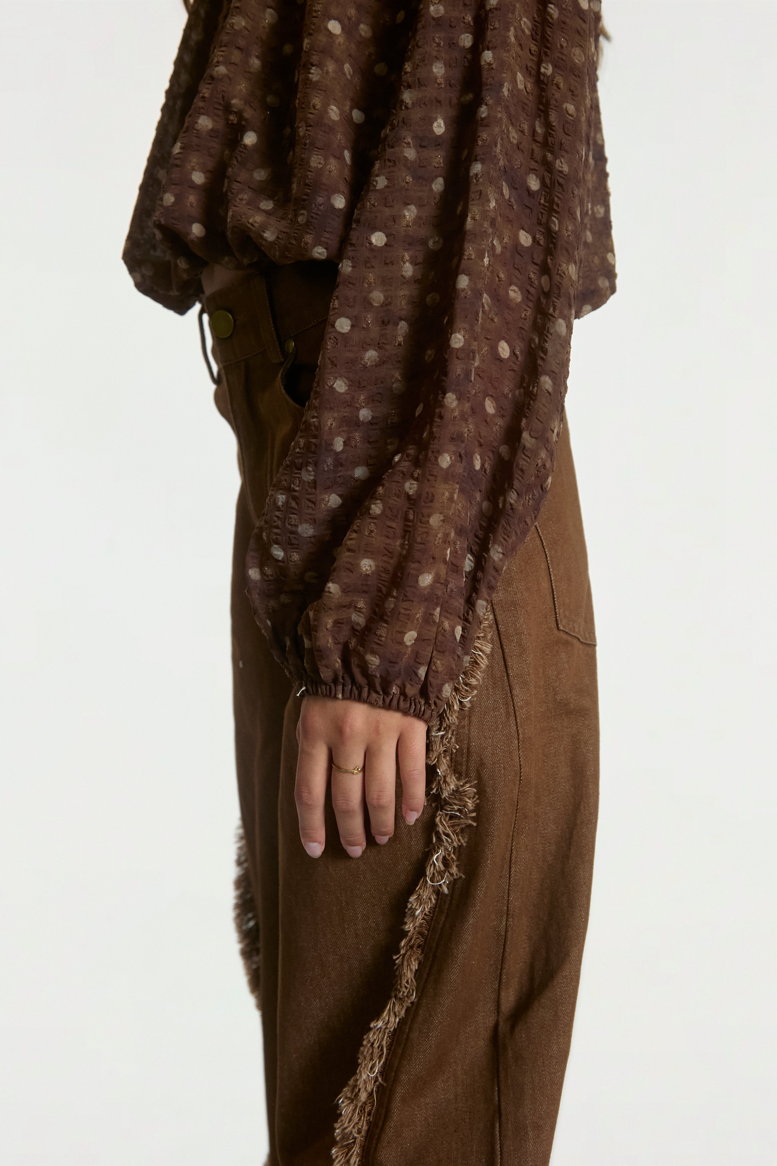 Aaiko Cristy top marrone fudge pois elastico