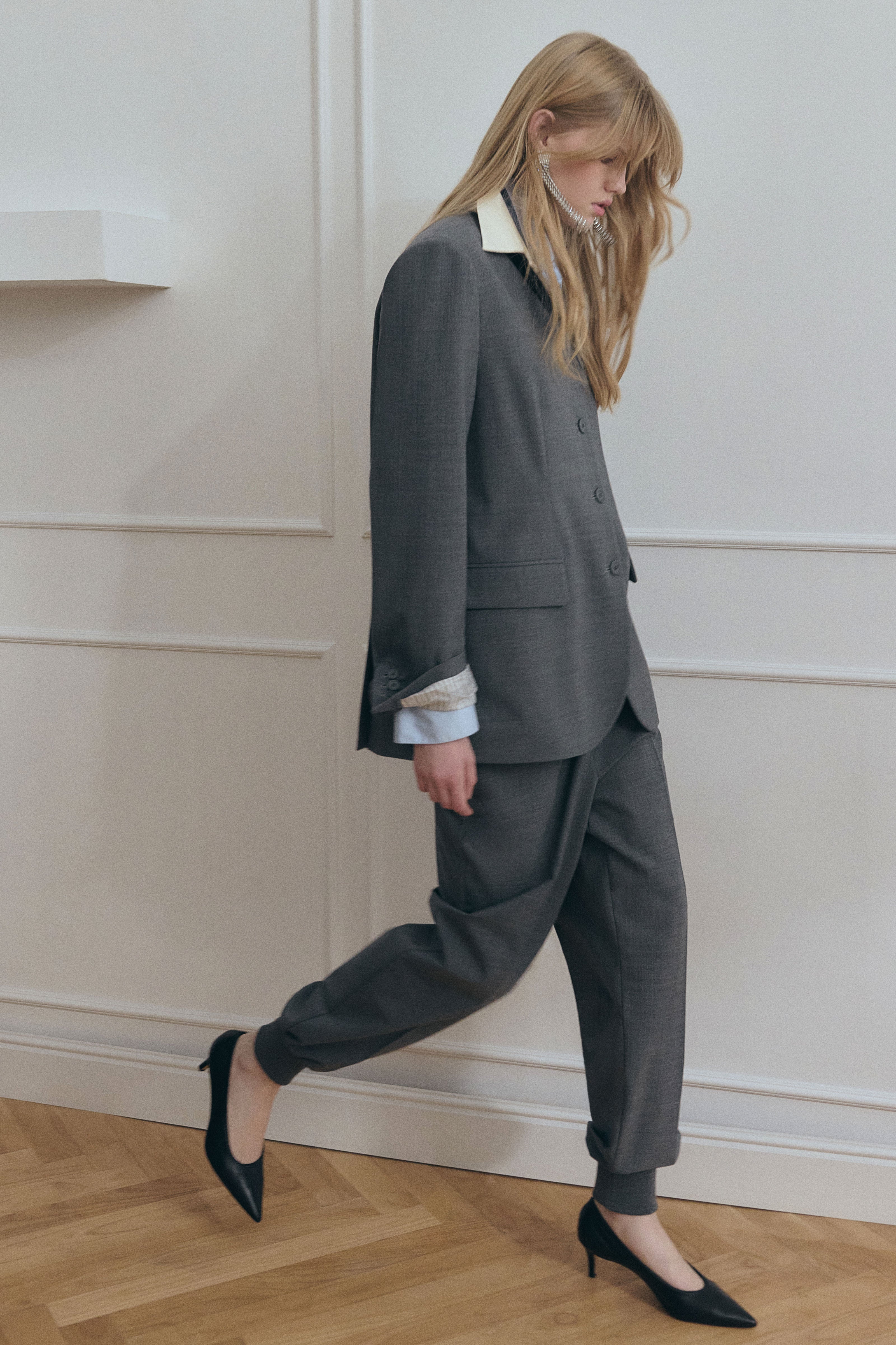 Semicouture Ambrosine pantalone fresco lana grigio