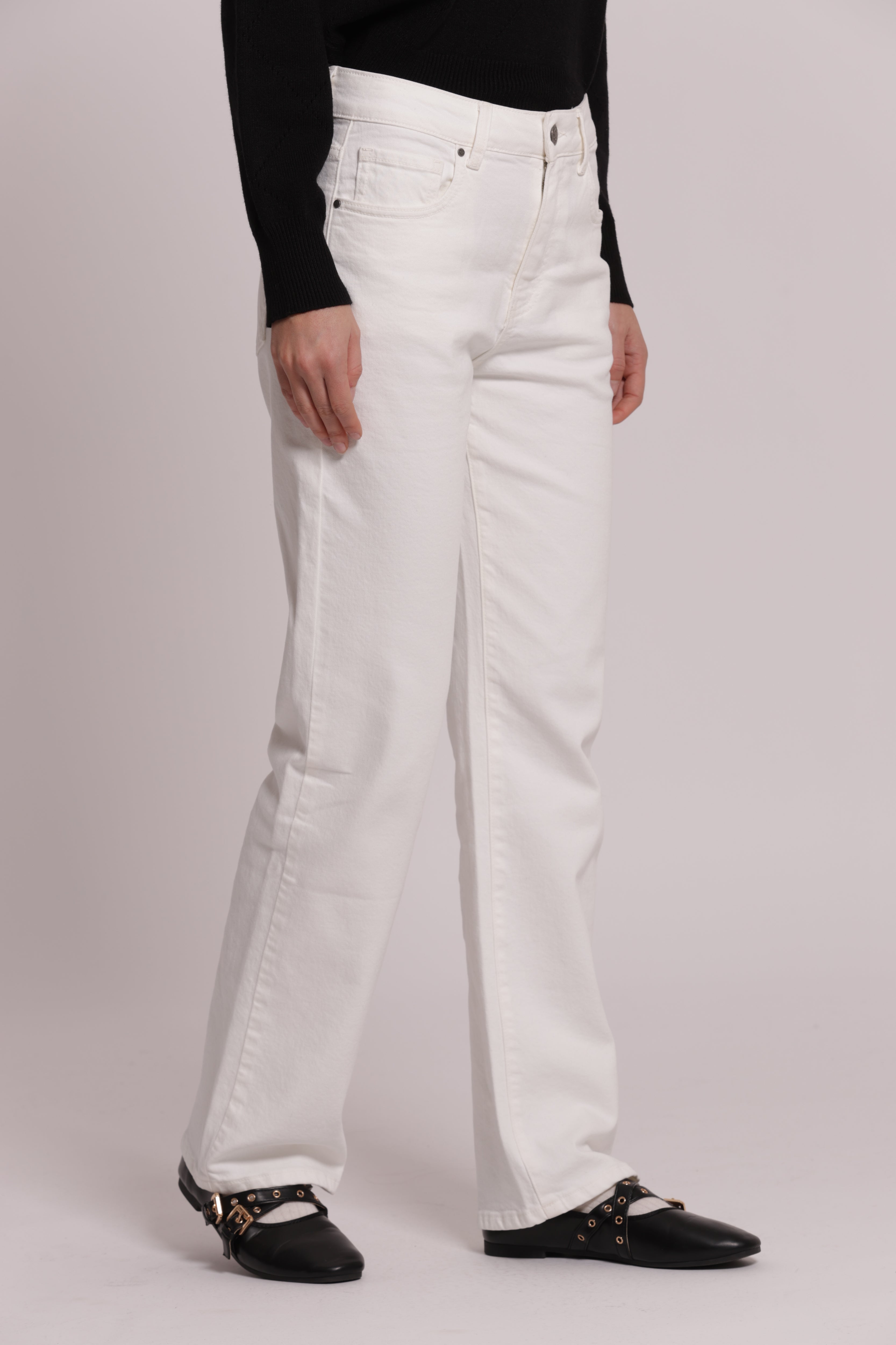 Mimi Mua Jeans Sigaretta Colorato Panna