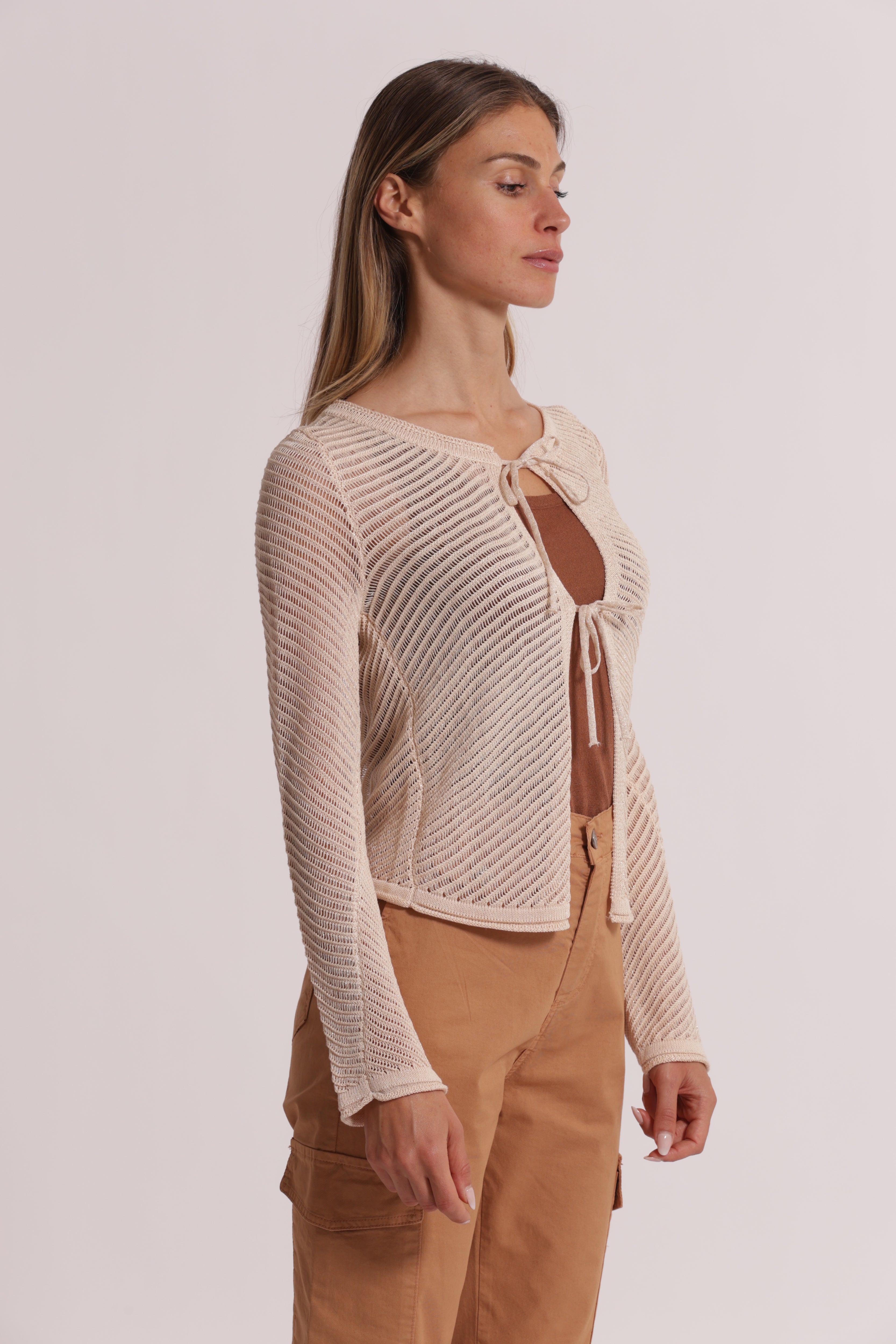 Mimi Mua Fiocchi cardigan maglia nero viscosa