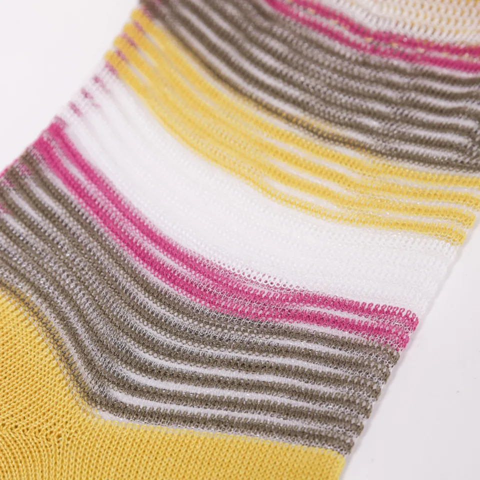 Mimi Mua Calzini a Righe Giallo Fuxia cotone