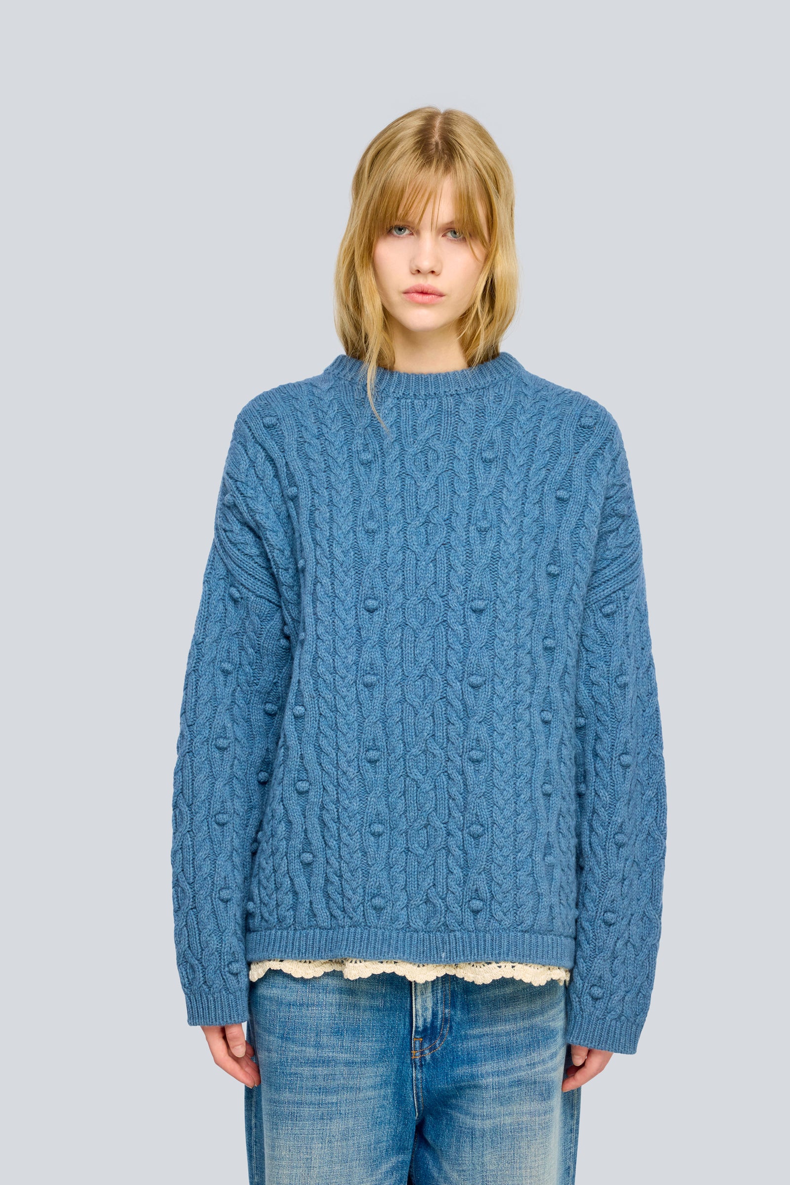Semicouture Blondie Y6WG51 maglia avio lana merinos trecce