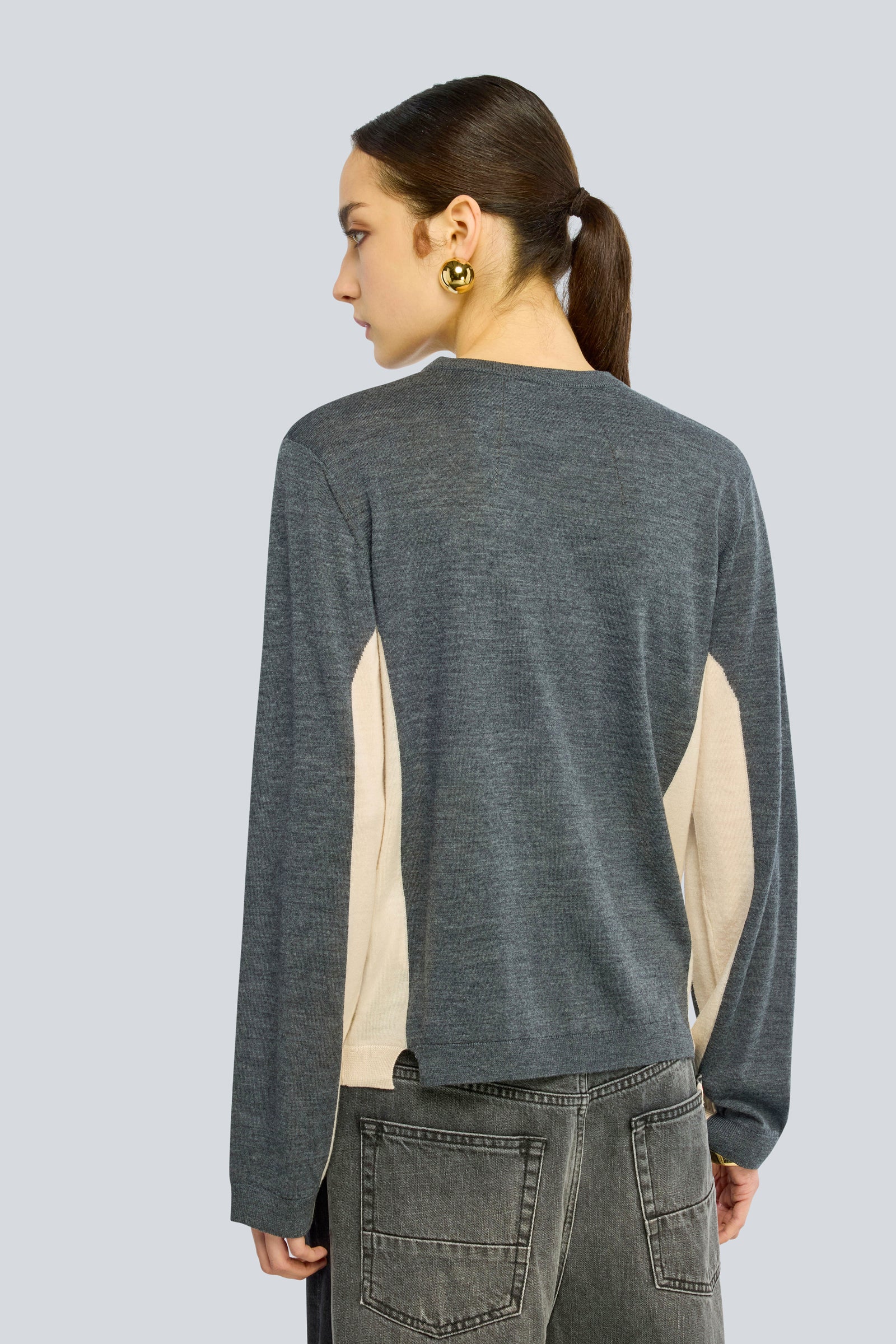 Semicouture Delia cardigan lana block color grigio-burro