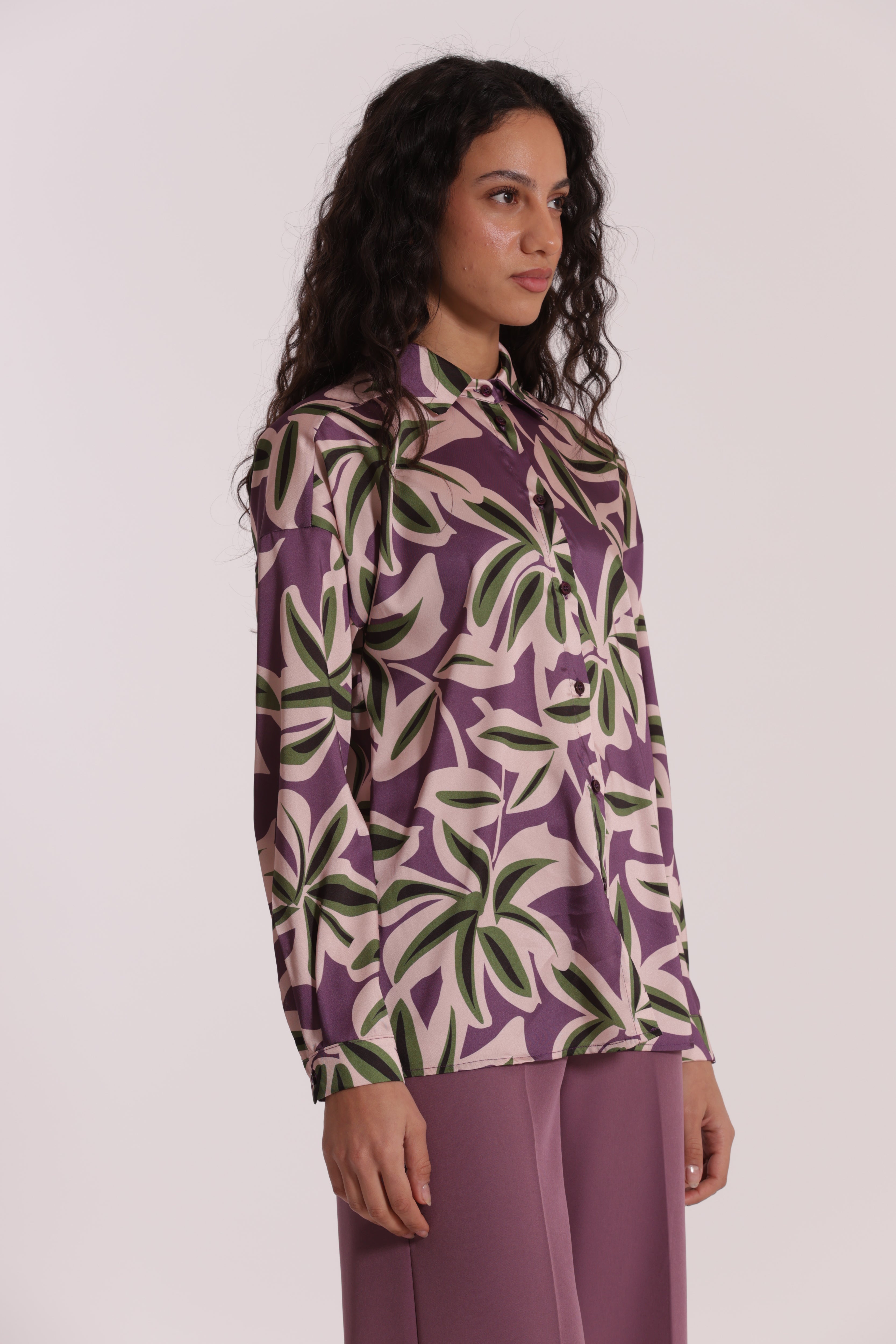 Mimi Mua Camicia Uomo camicia botanica malva/militare