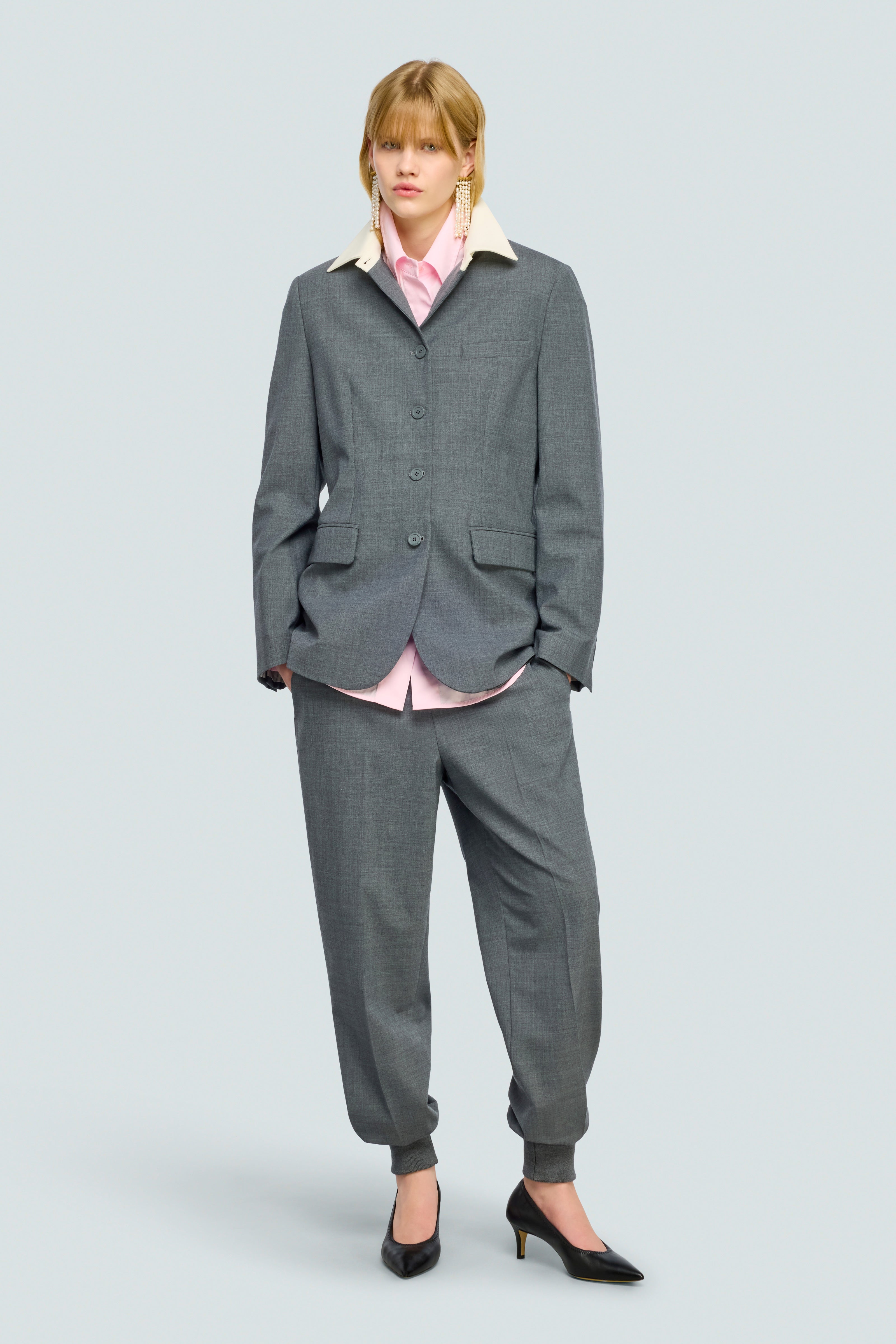 Semicouture Ambrosine pantalone fresco lana grigio