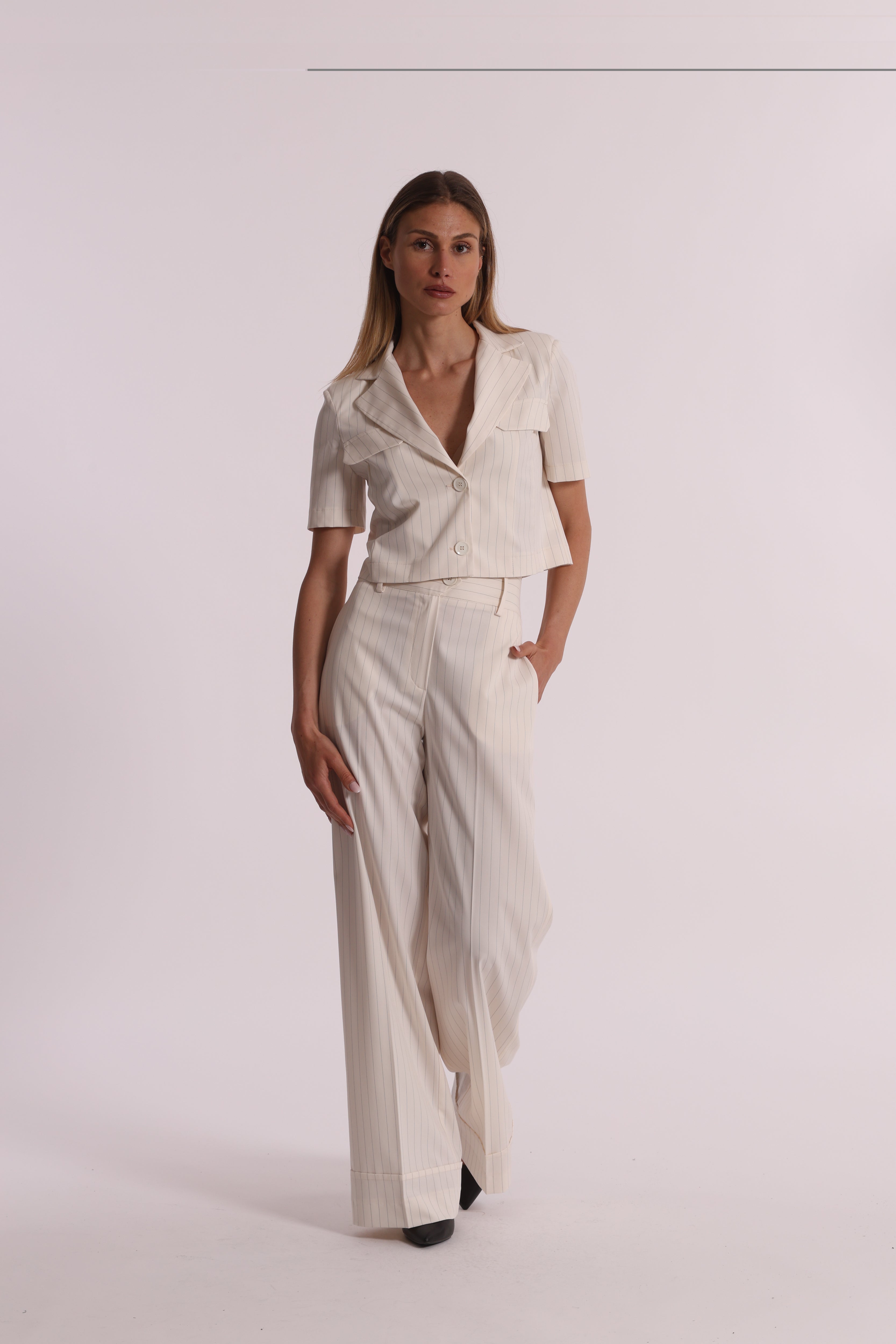Mimi Mua Palazzo Gessato Pantaloni Gamba Larga