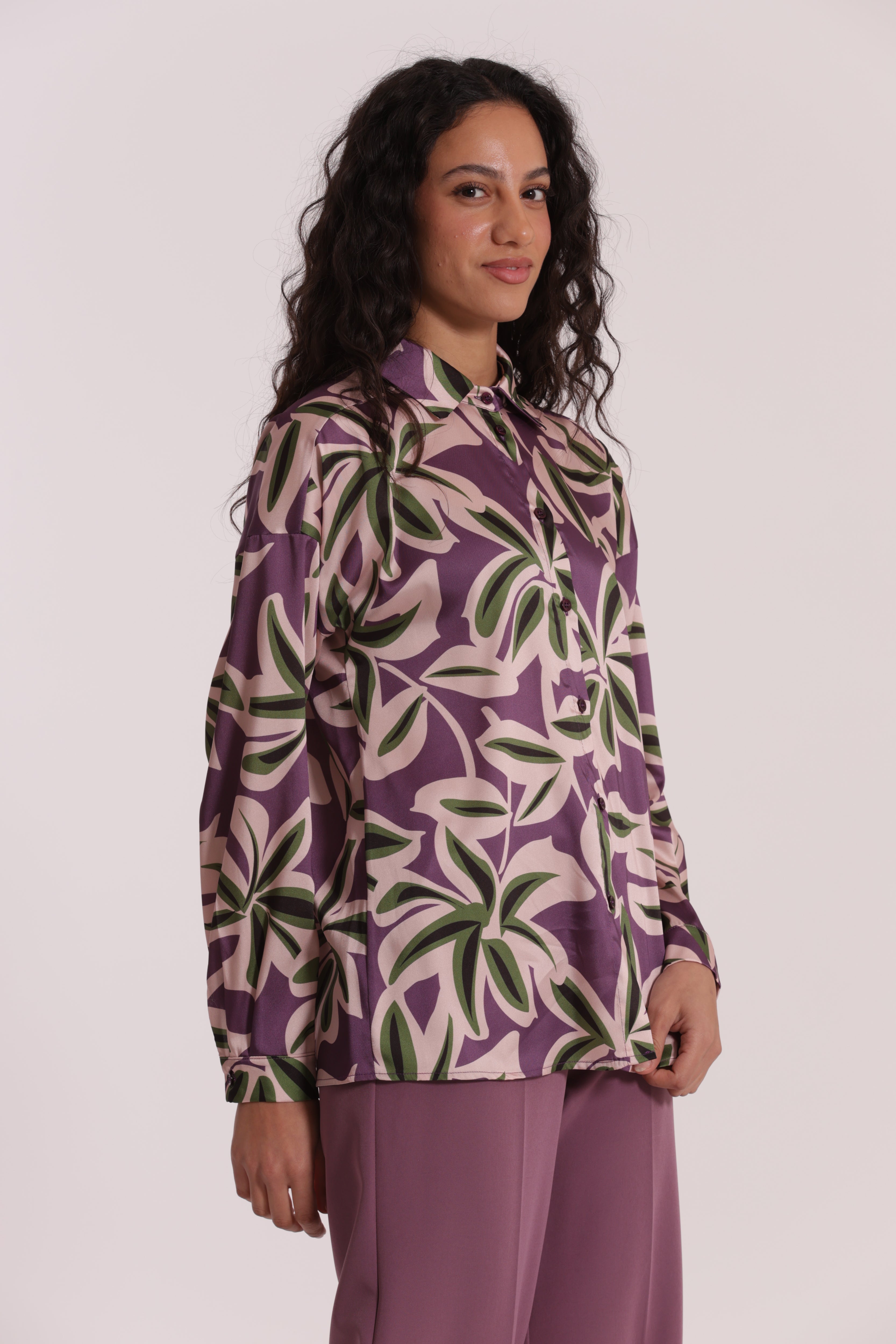 Mimi Mua Camicia Uomo camicia botanica malva/militare