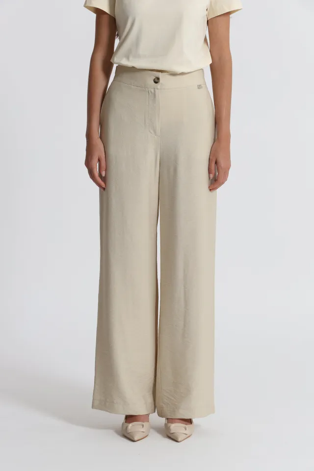 Mimi Mua Pantalone Basic Viscosa Nylon Bianco