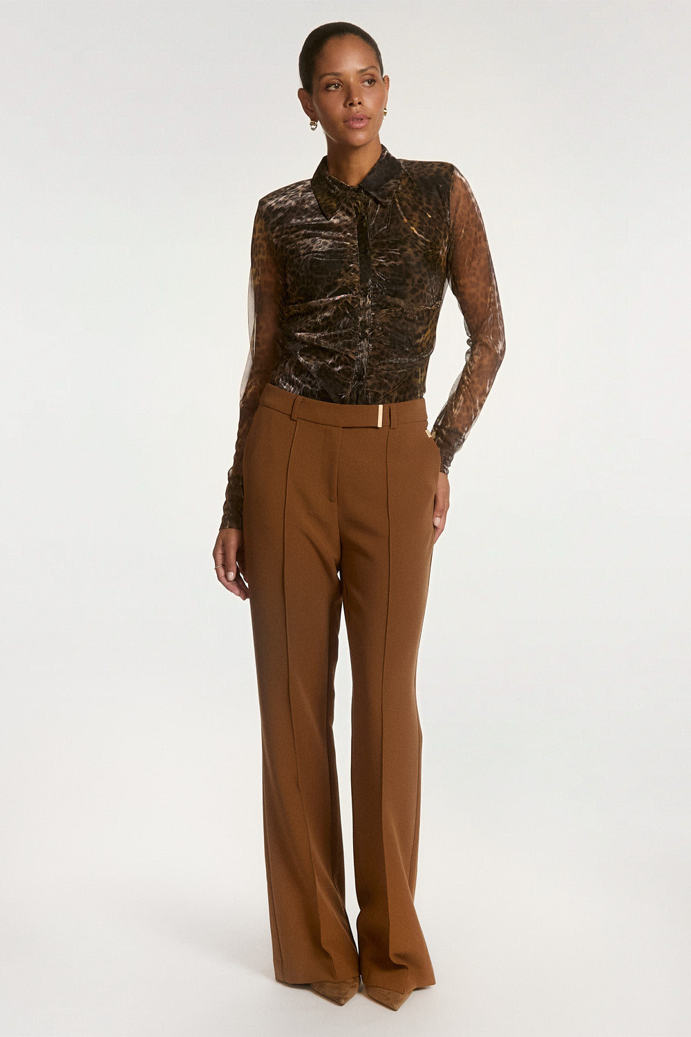Aaiko Vigo top marrone mesh leopardato