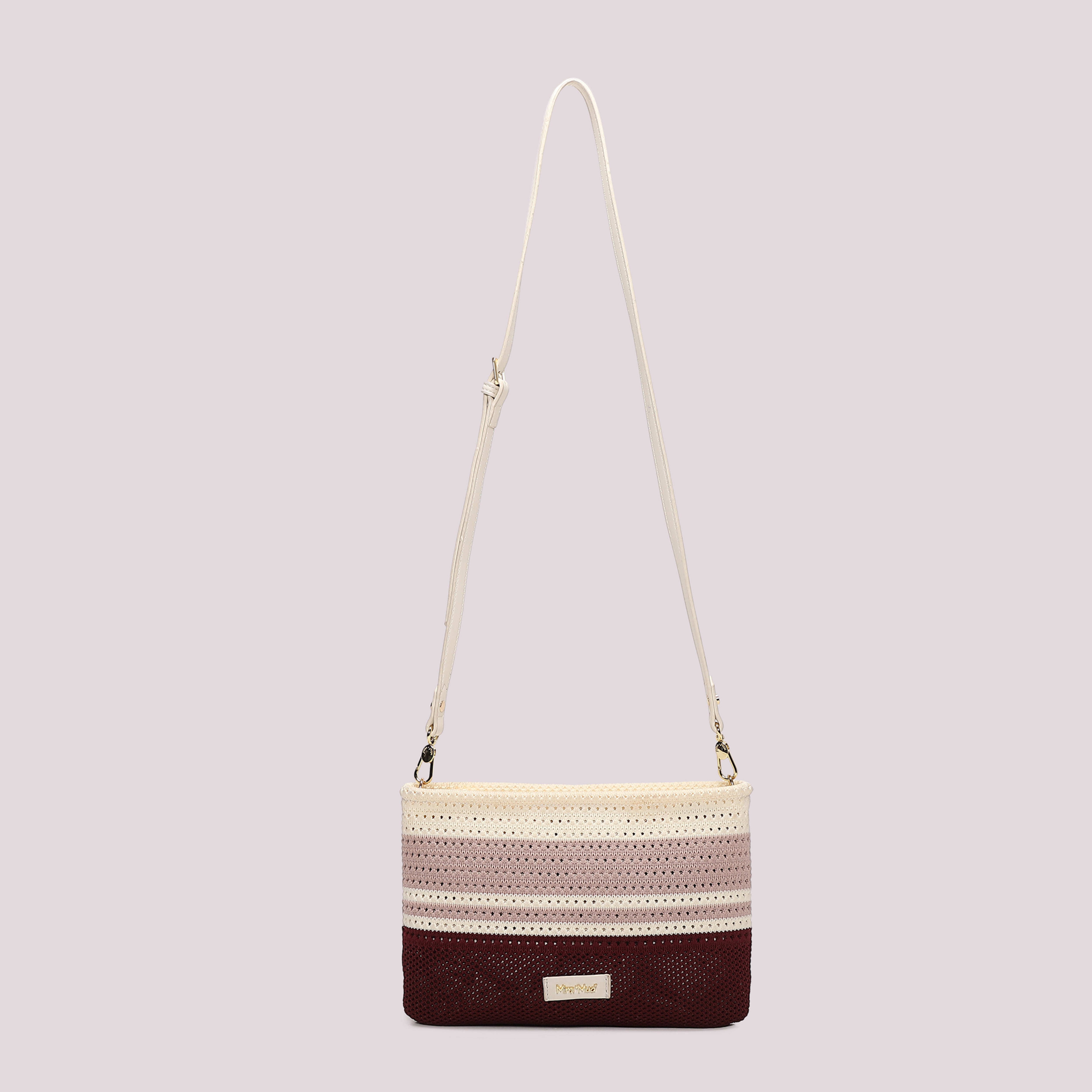 Mimi Mua Borsa a Busta Maglia a Righe Ciclamino
