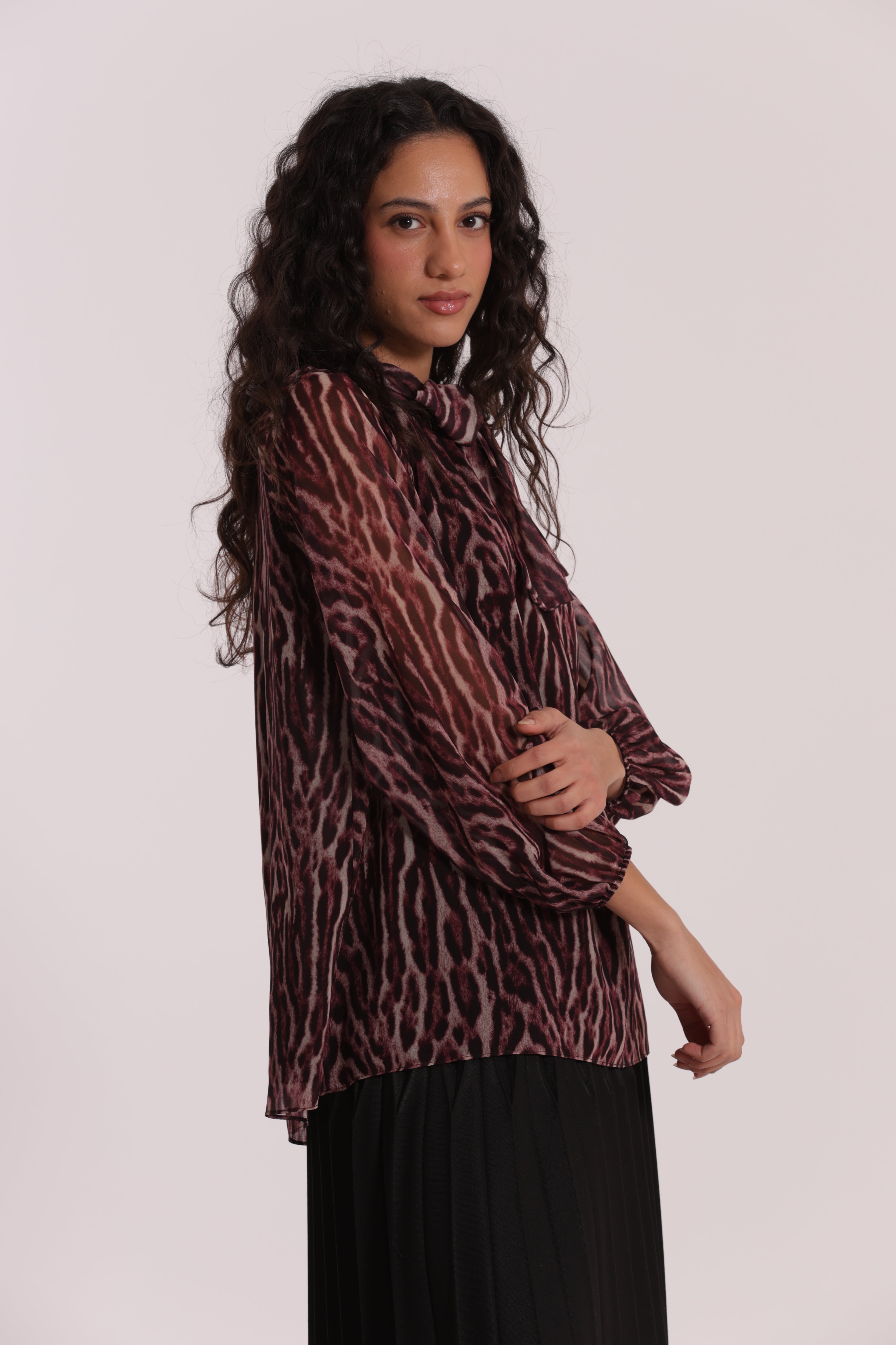 Mimi Mua Blusa con Fusciacca blusa animalier burgundy