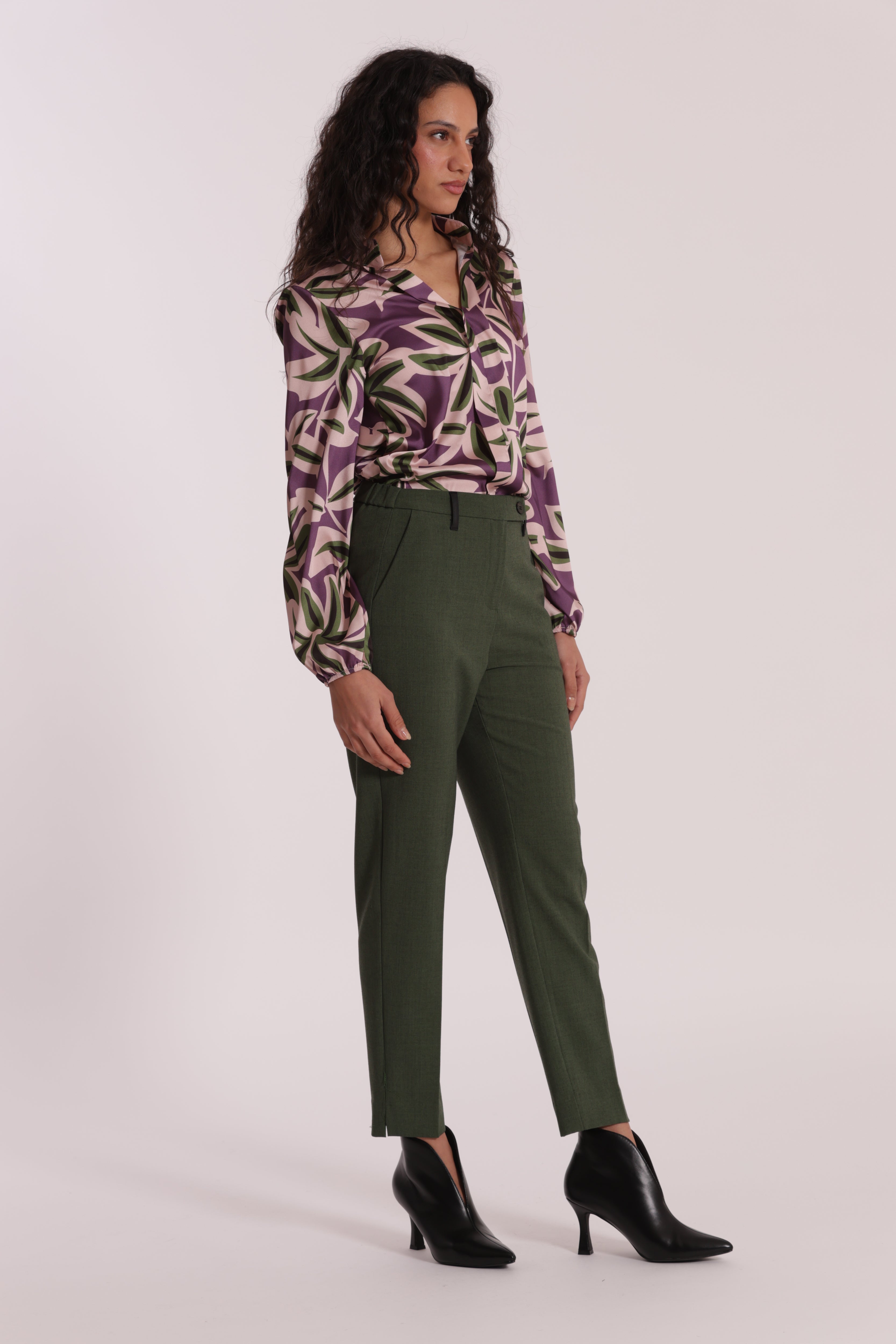 Mimi Mua Pantalone Sigaretta Fiammato verde