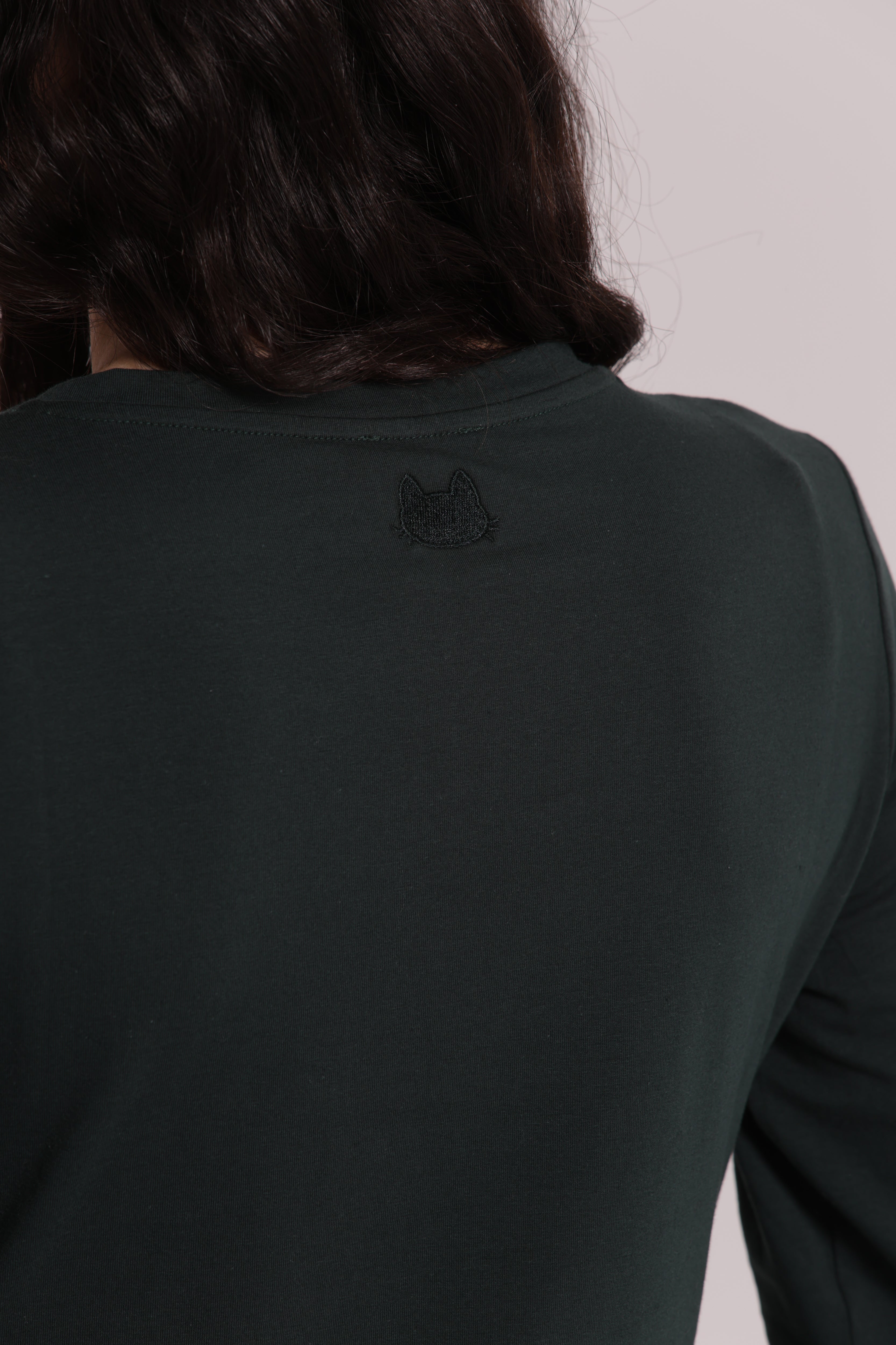 Mimi Mua T-Shirt Maniche Lunghe Ricamo Dietro Nera