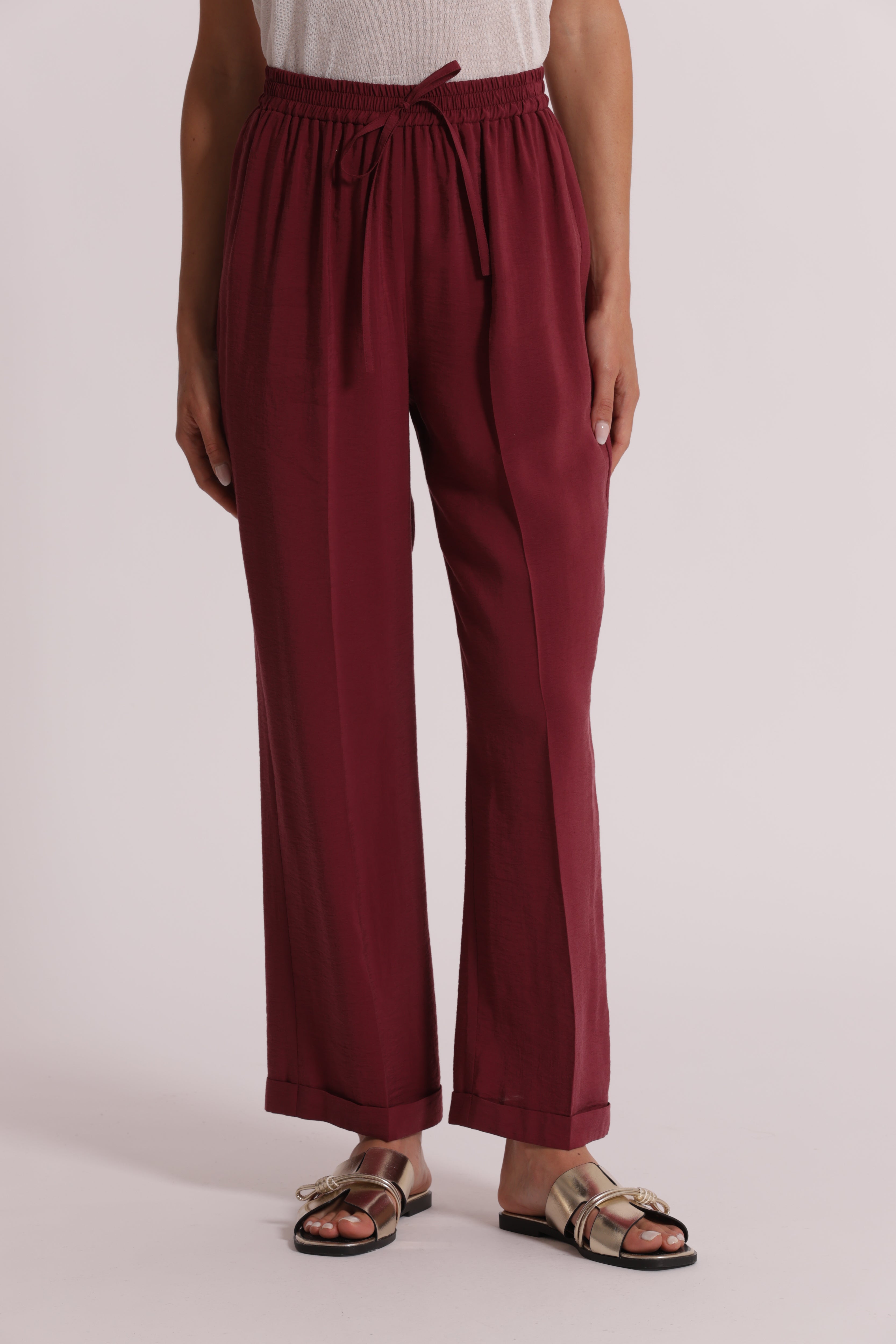 Mimi Mua Pantalone Jogger Modal pantaloni cupro latte