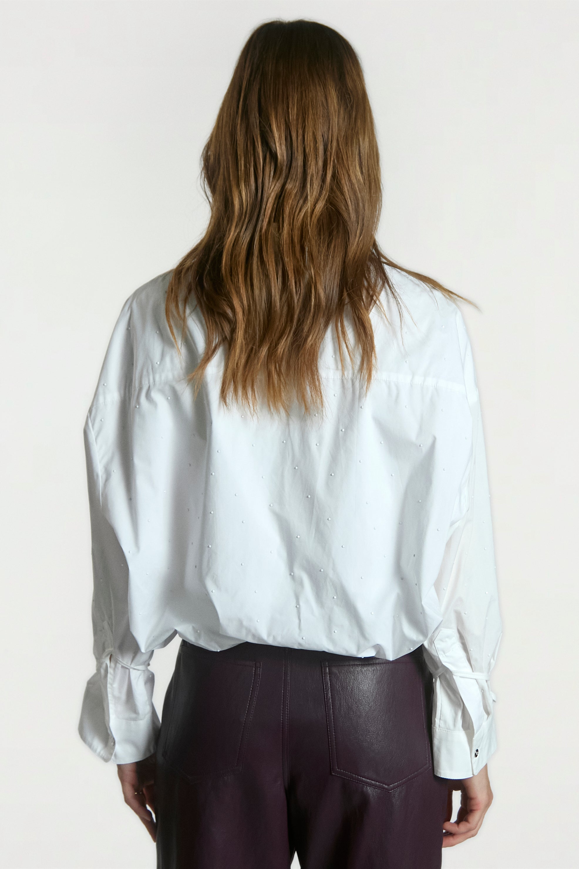 Aaiko Mikkie camicia bianca in popeline strass