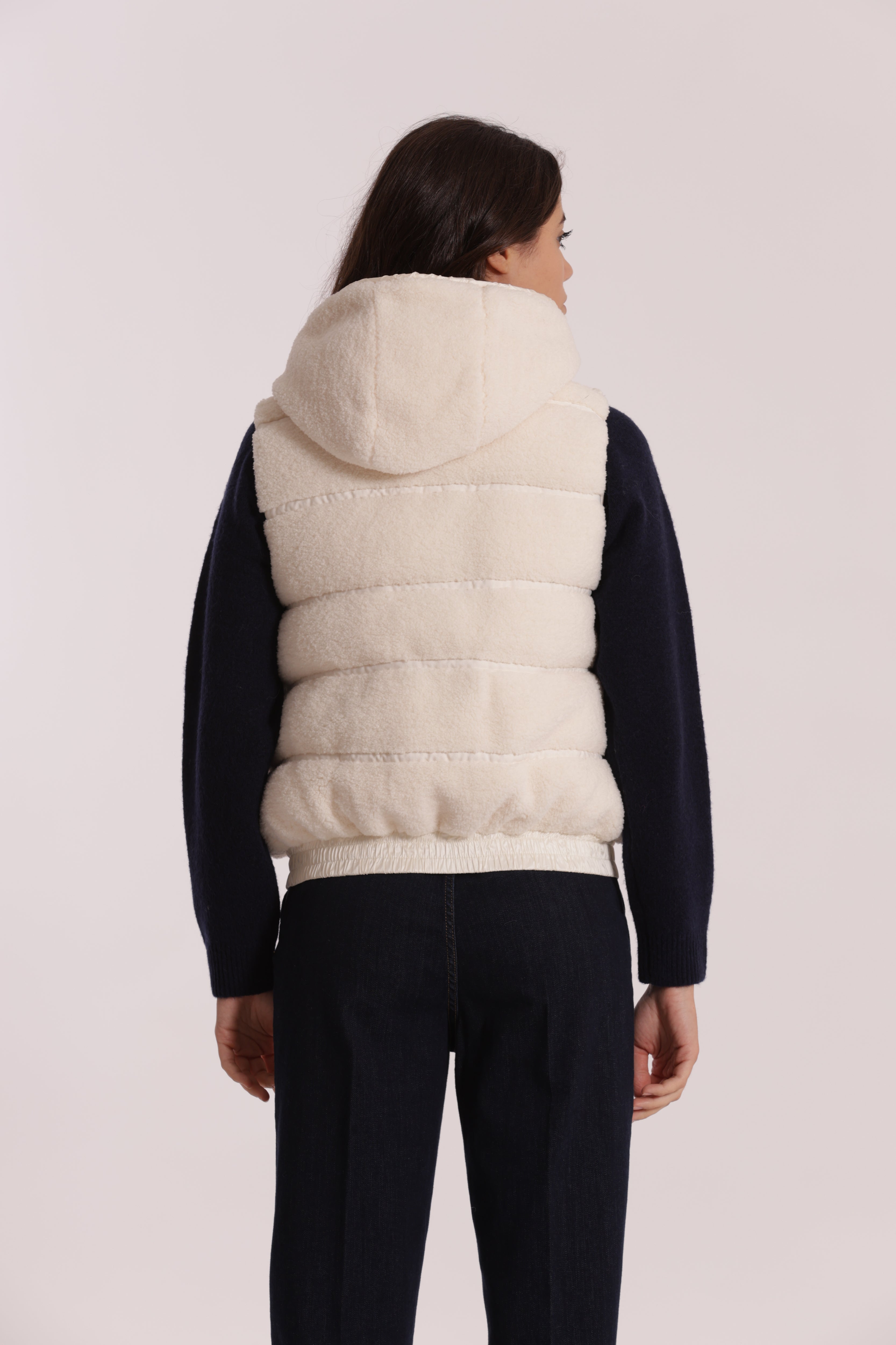 Mimi Mua Effetto Montone Gilet Nero Caldo