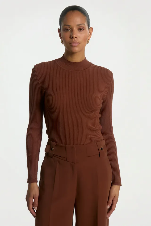 Aaiko Jaro top marrone collo alto coste