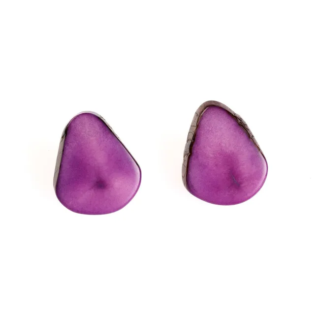 On Earth Cooperative Collection Dama orecchini tagua viola 2,5 cm