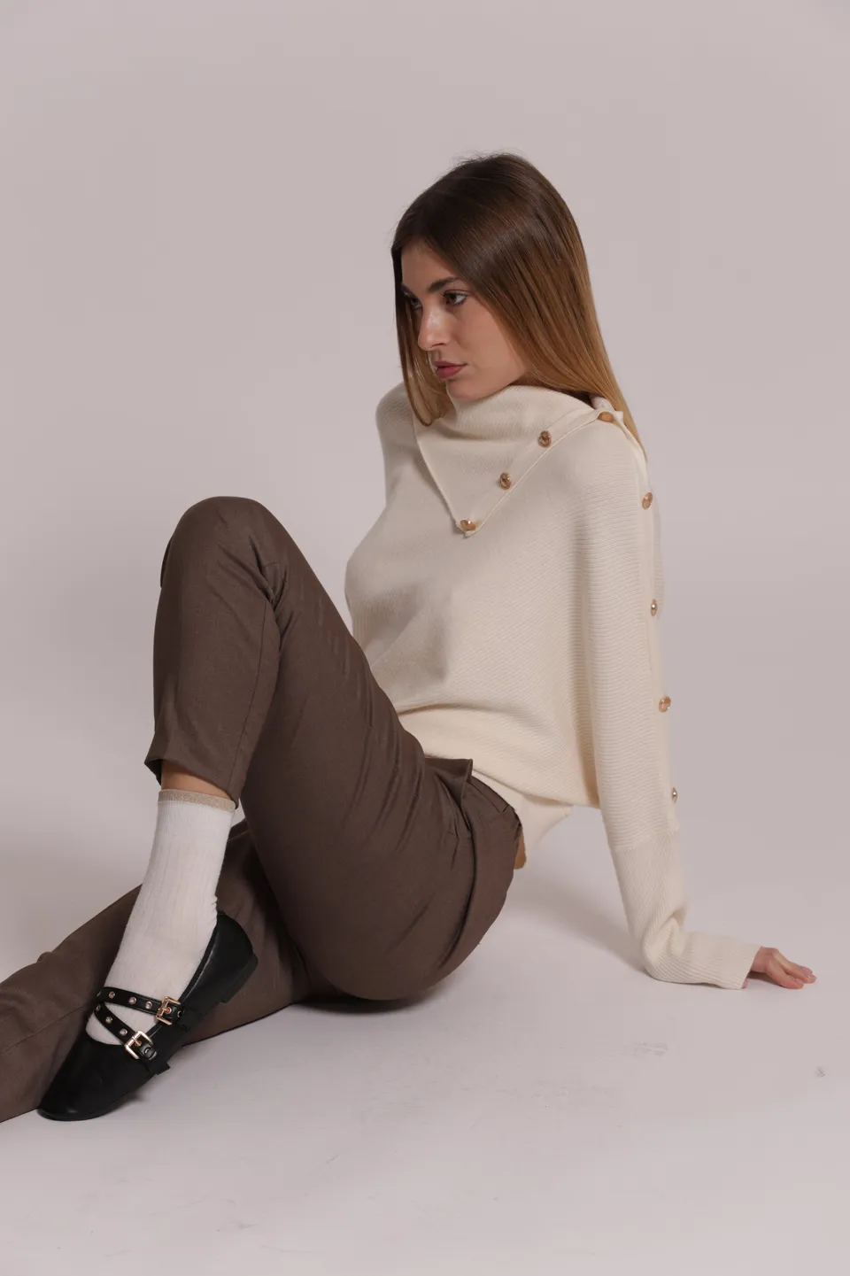 Mimi Mua pantalone sigaretta elastico dietro vanz pantaloni nero S