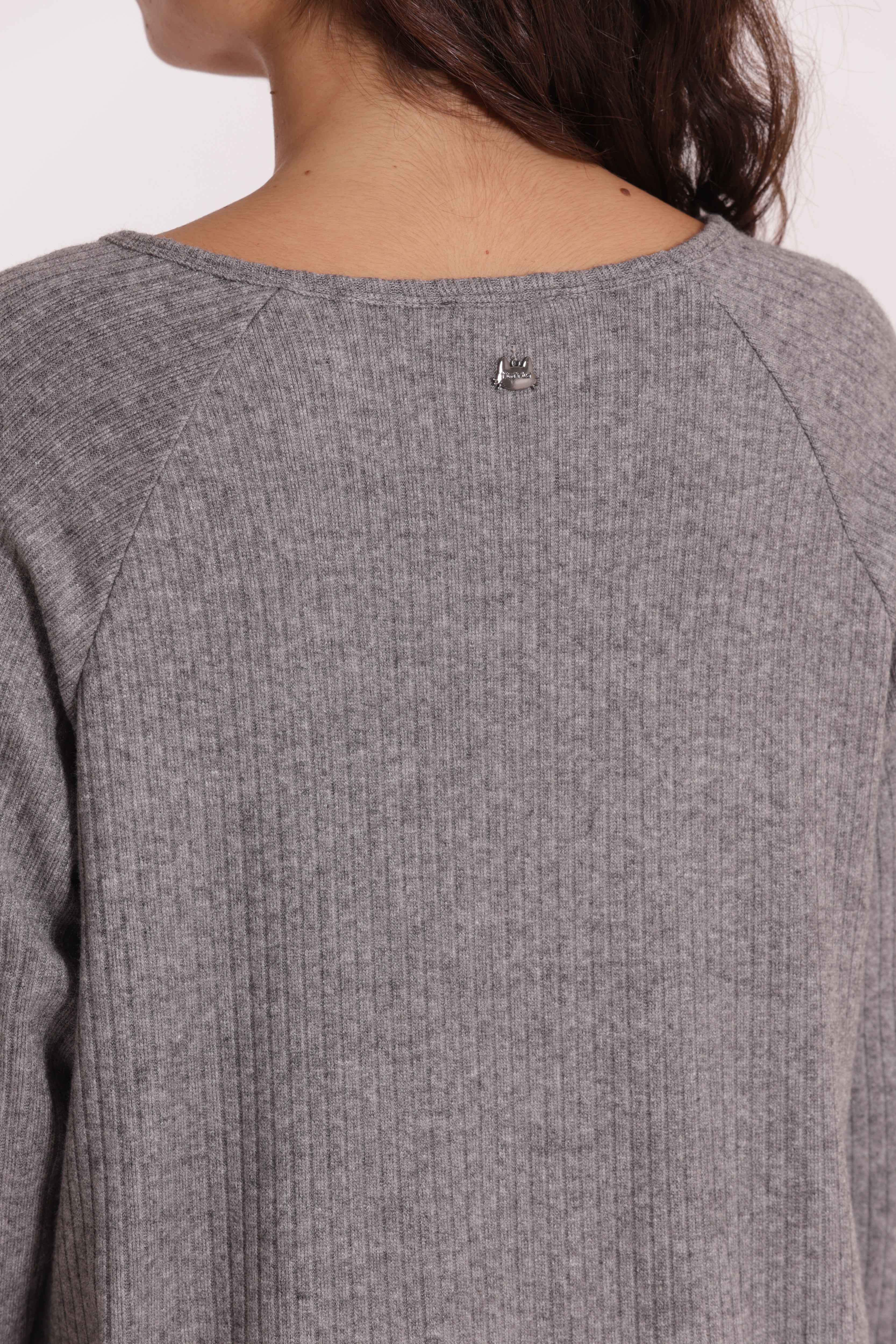Mimi Mua Over a Coste maglia nera a coste