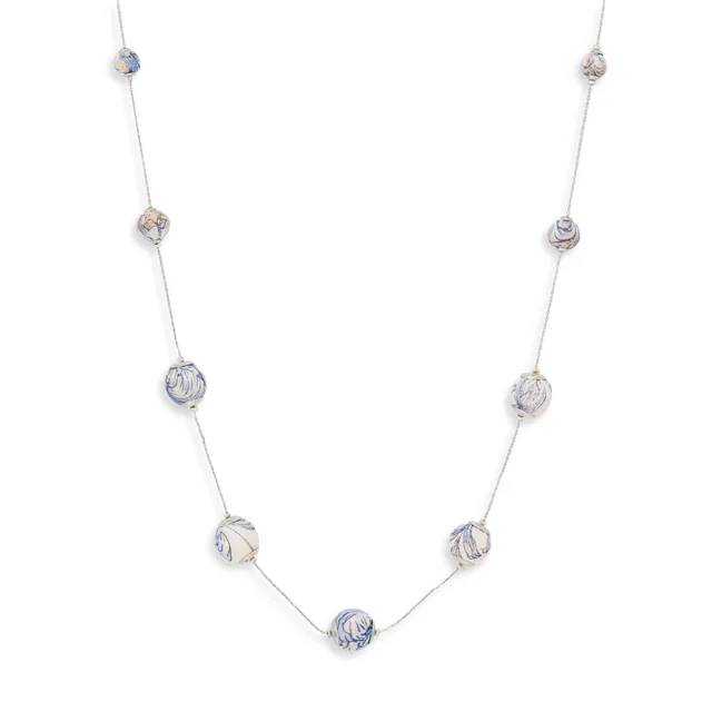 On Earth Blossom collana vetro bianca 72 cm