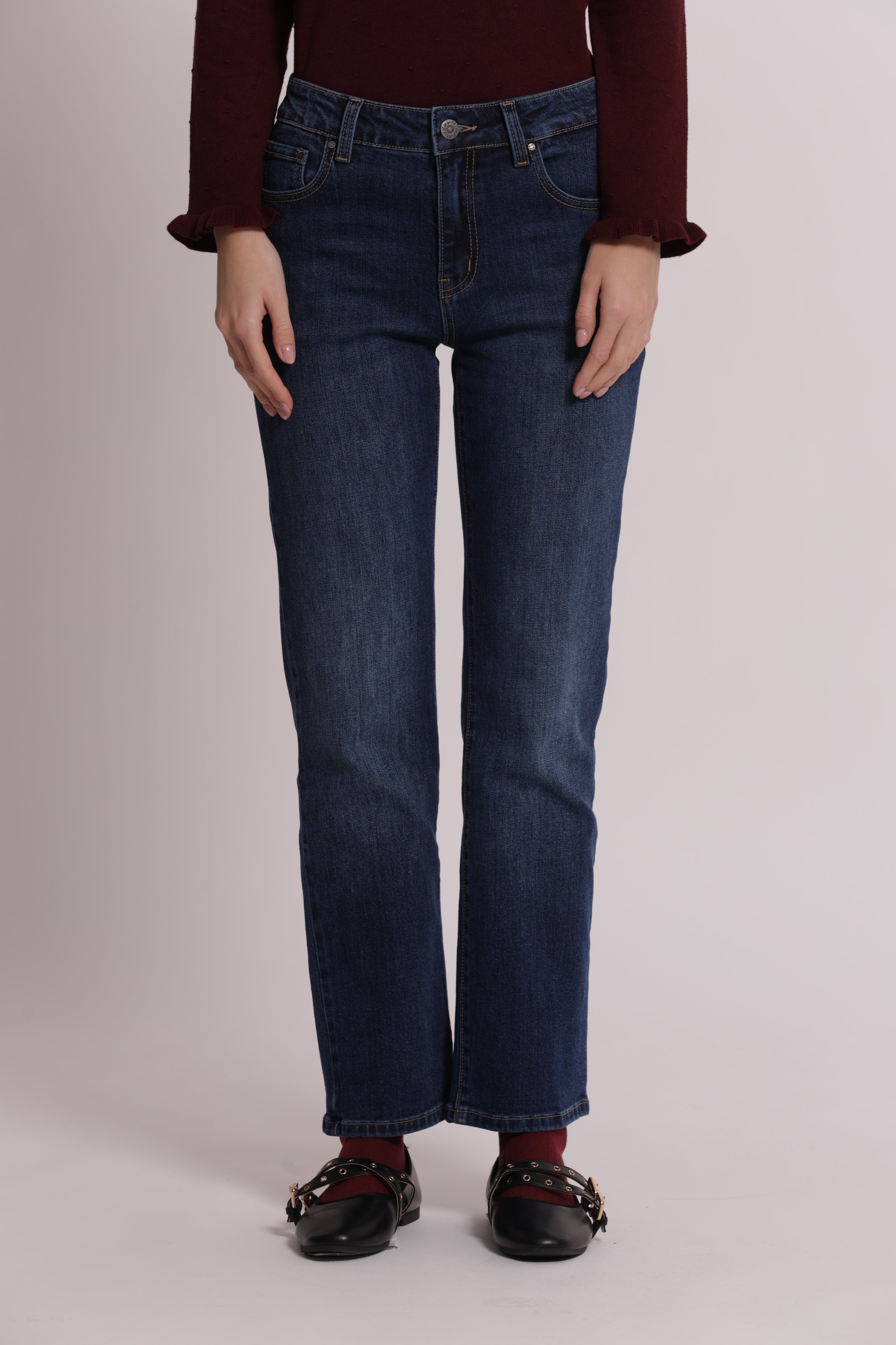 Mimi Mua Jeans Straight blu medio cotone