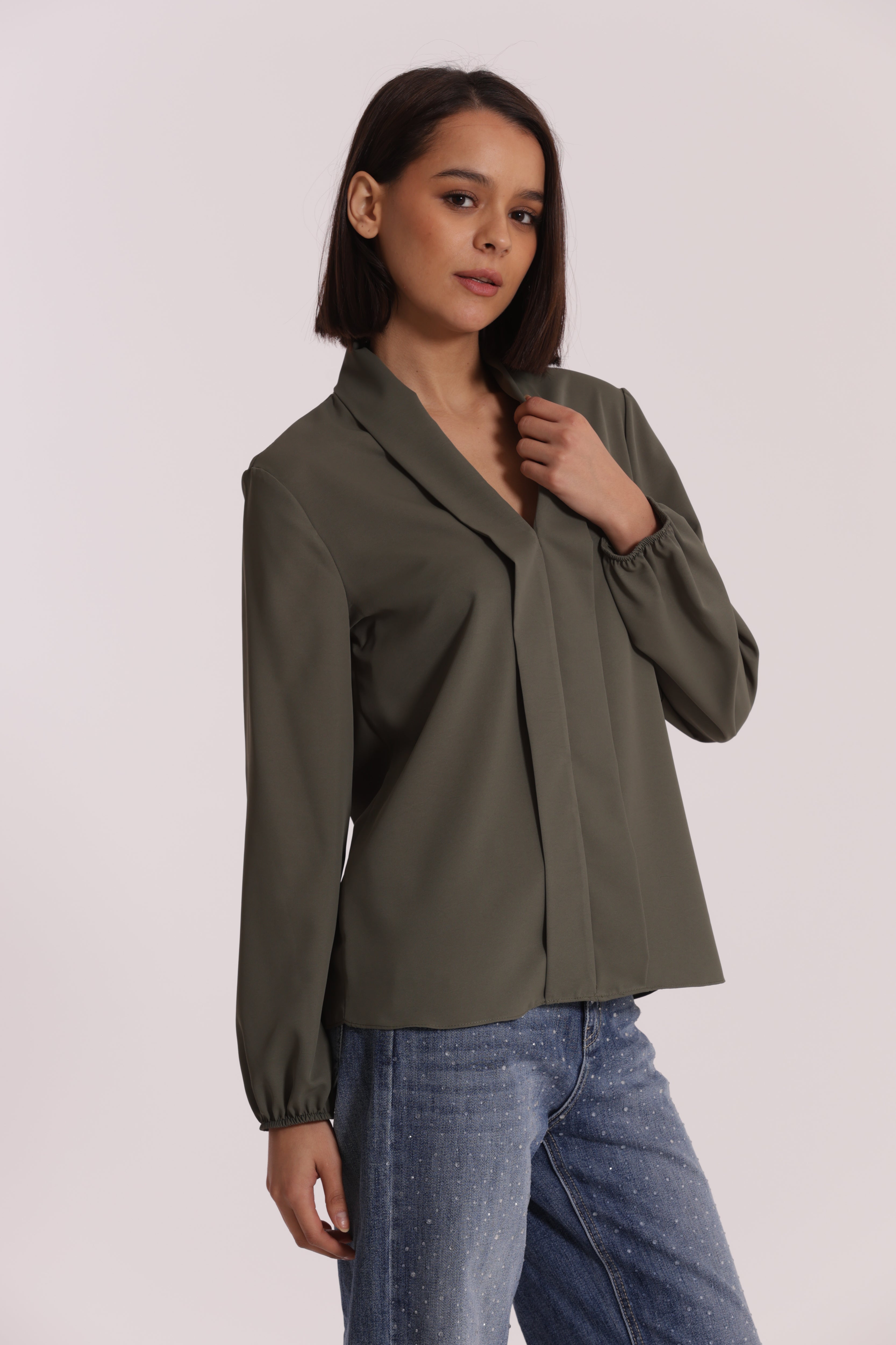 Mimi Mua Blusa con Pieghe Solton Nera