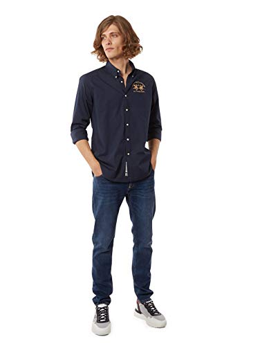 La Martina camicia uomo cotone regular fit navy