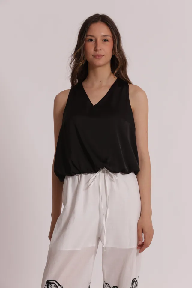Mimi Mua Top a Palloncino blusa poliestere bianca