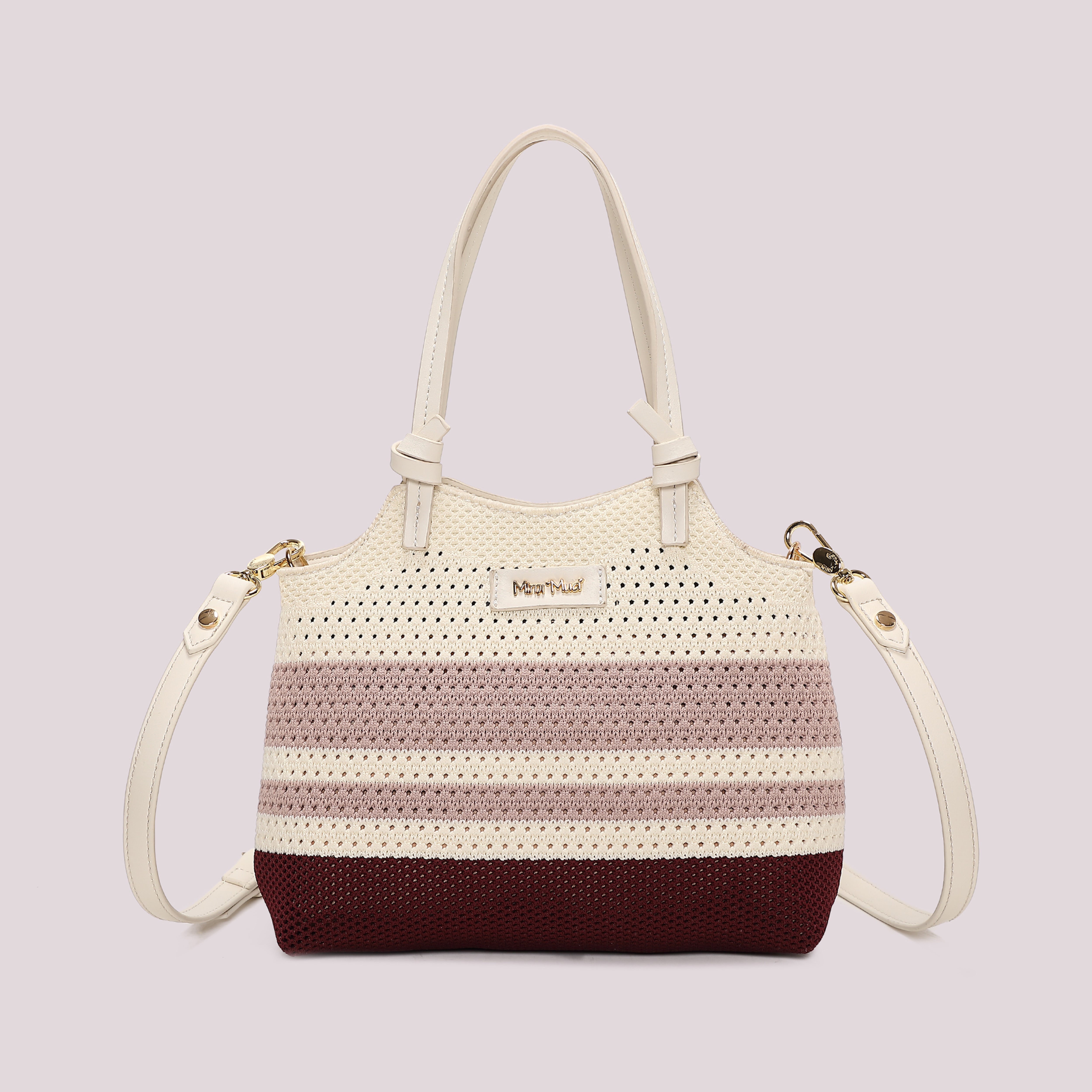 Mimi Mua Borsa Mano Maglia Righe ciclamino piccola