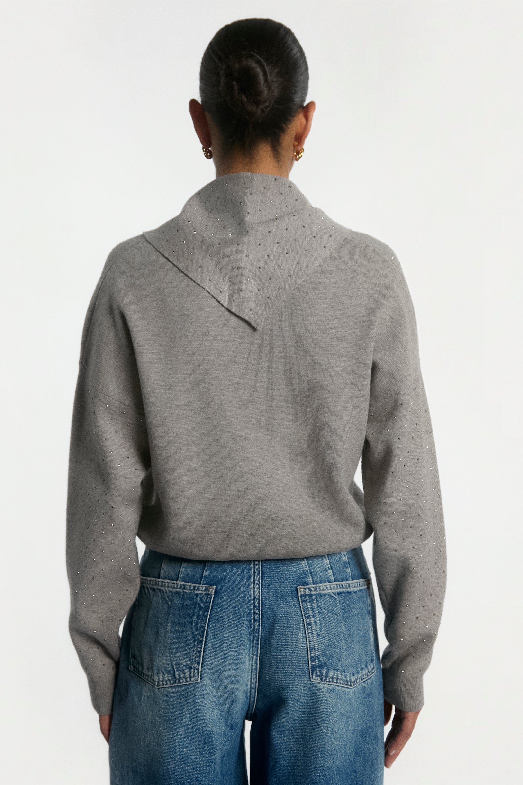 Aaiko Saren maglia grigio melange strass