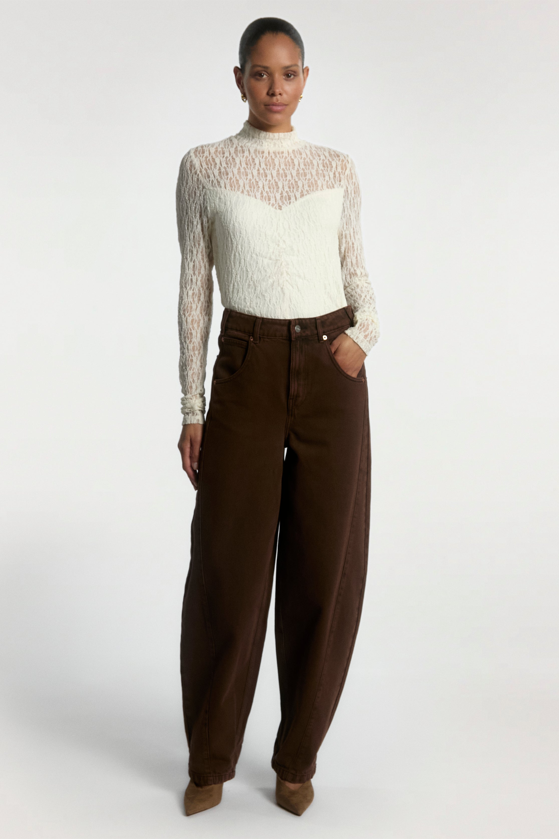 Aaiko Amy top crema collo alto