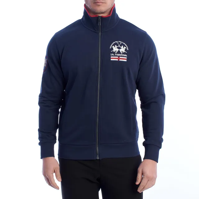 La Martina YMF602-FP112 felpa uomo fullzip blu navy cotone